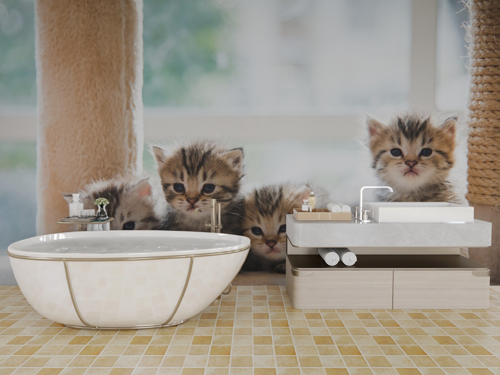 Papier peint les bébés chats cherchent leur mère