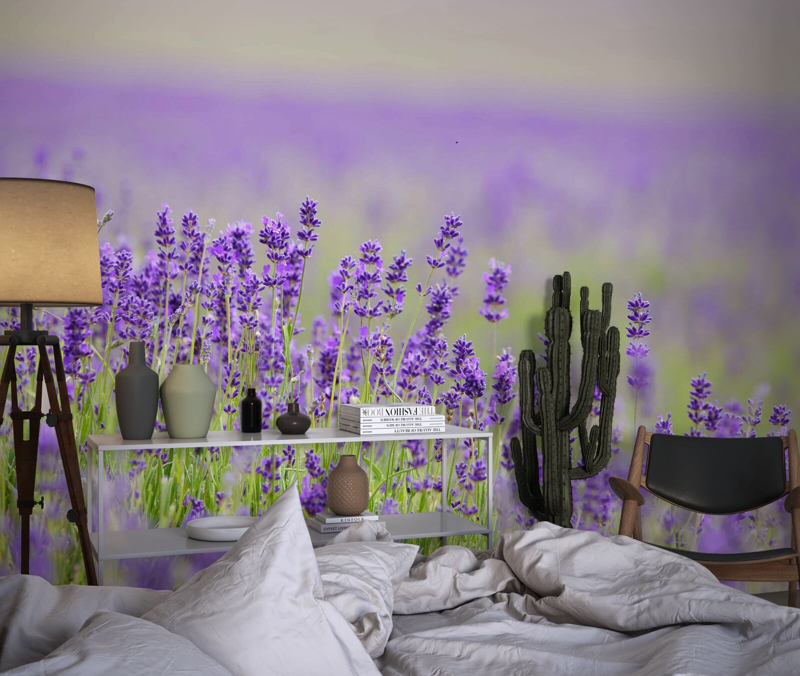Papier peint champs de lavande