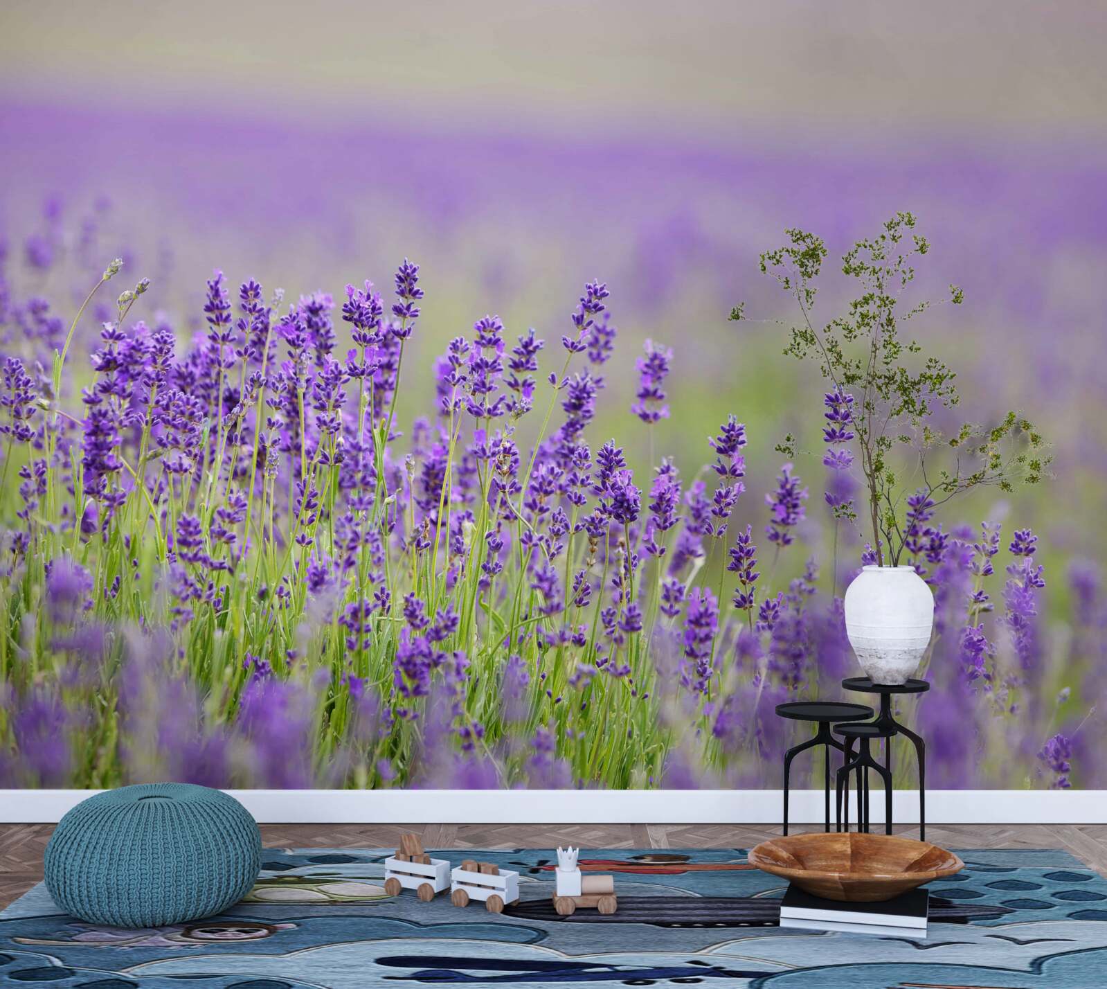Papier peint champs de lavande