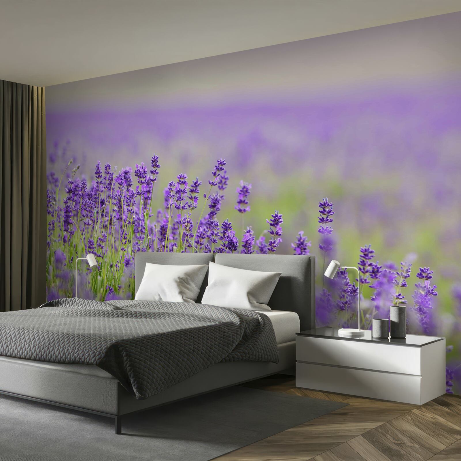 Papier peint champs de lavande