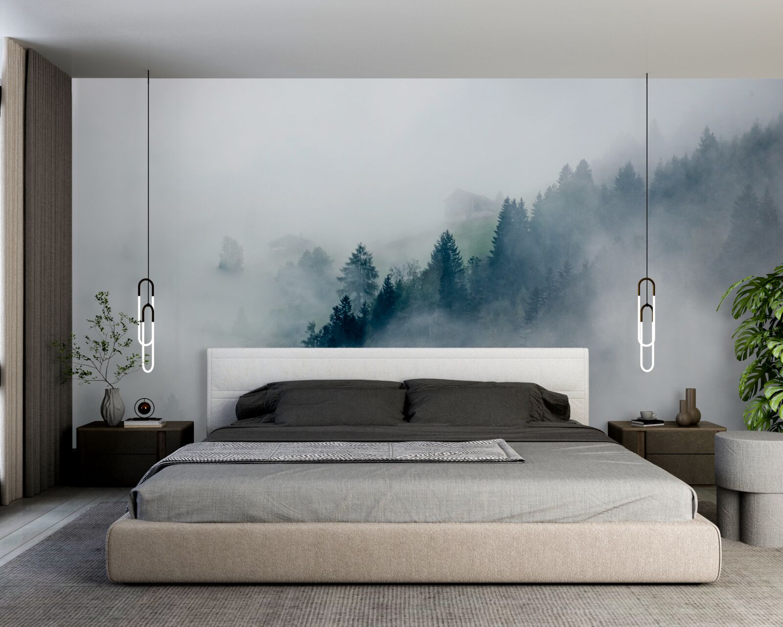 Papier peint la lisière de la forêt est enveloppée de brume