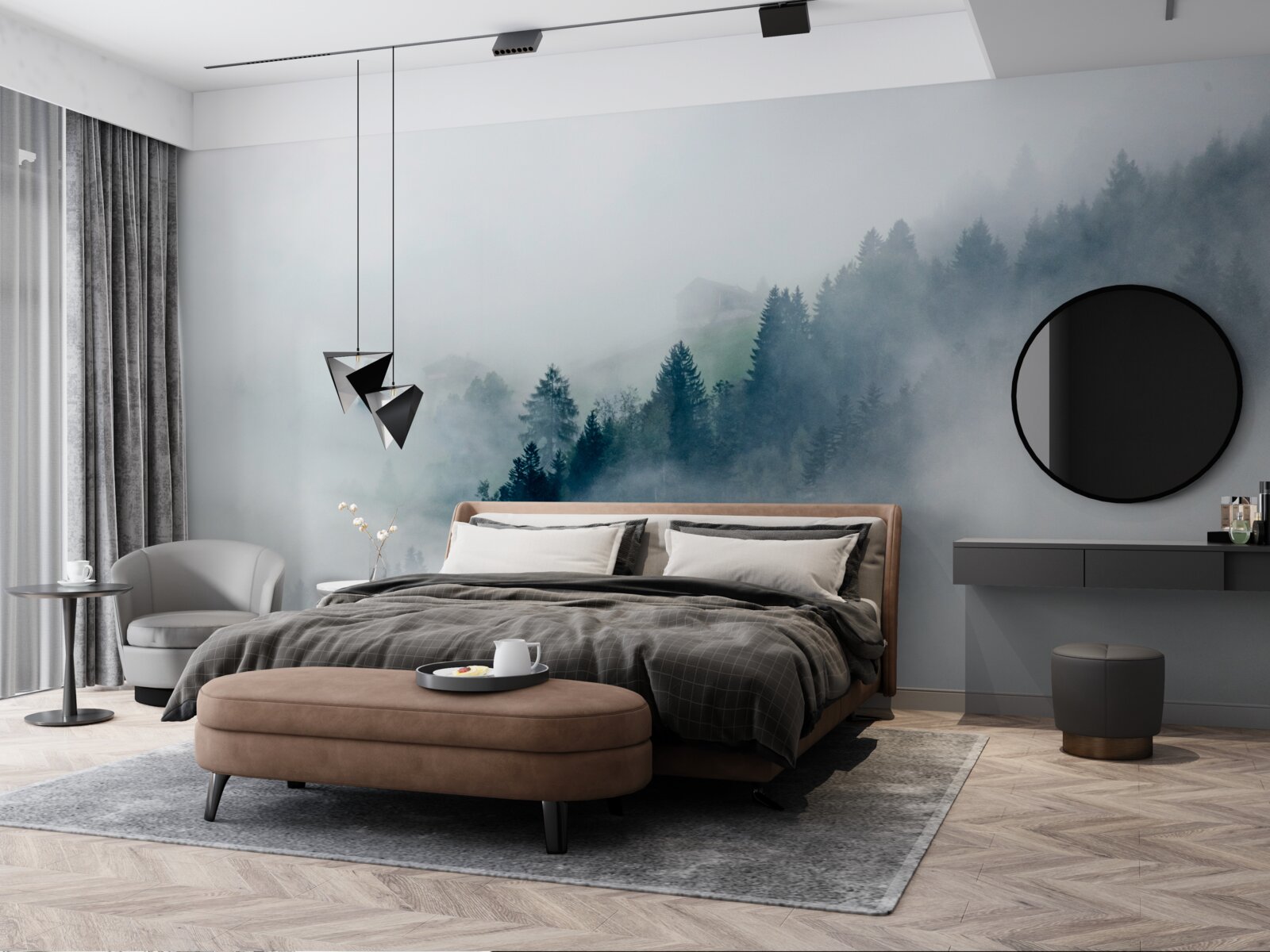 Papier peint la lisière de la forêt est enveloppée de brume