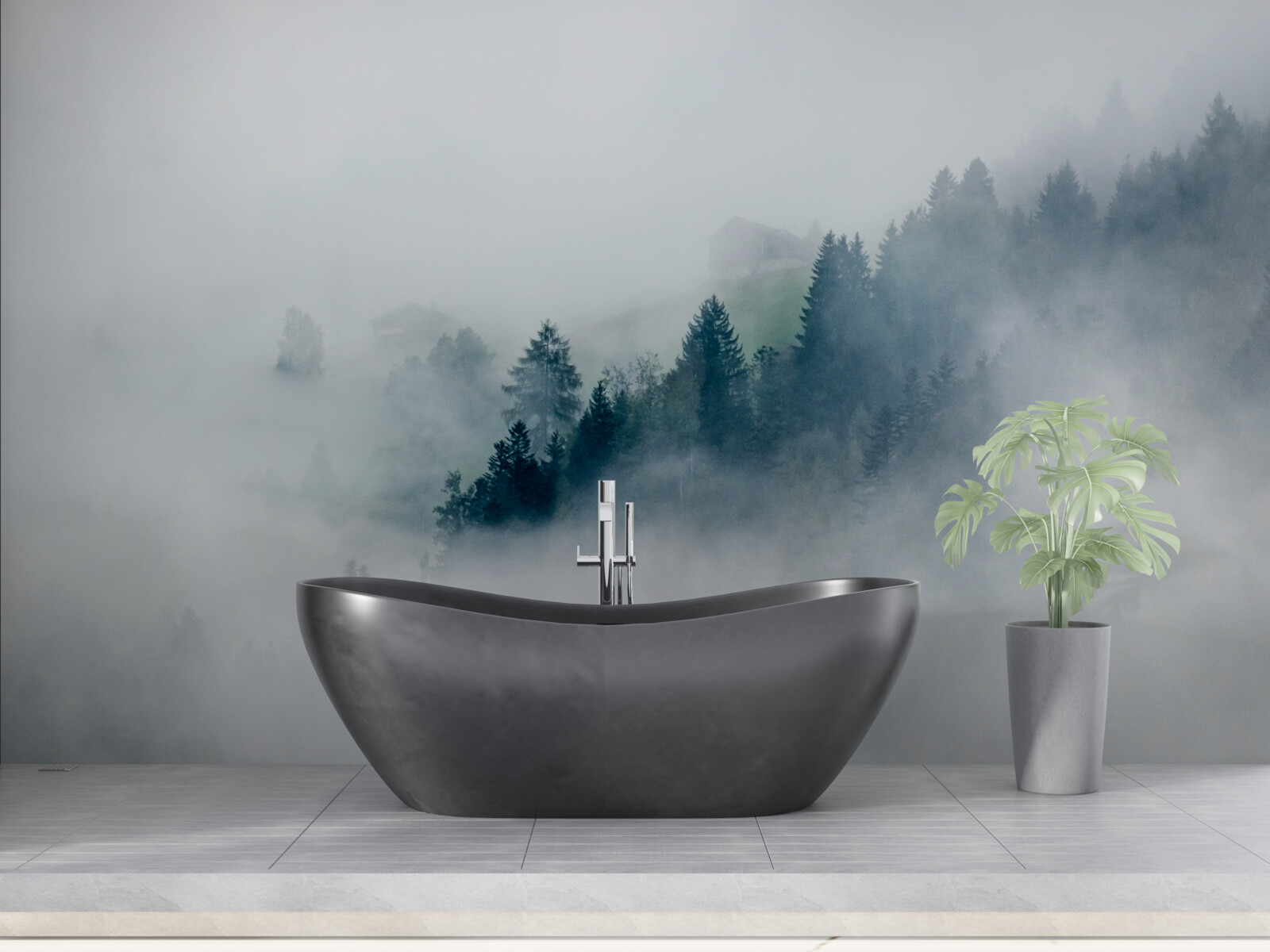 Papier peint la lisière de la forêt est enveloppée de brume