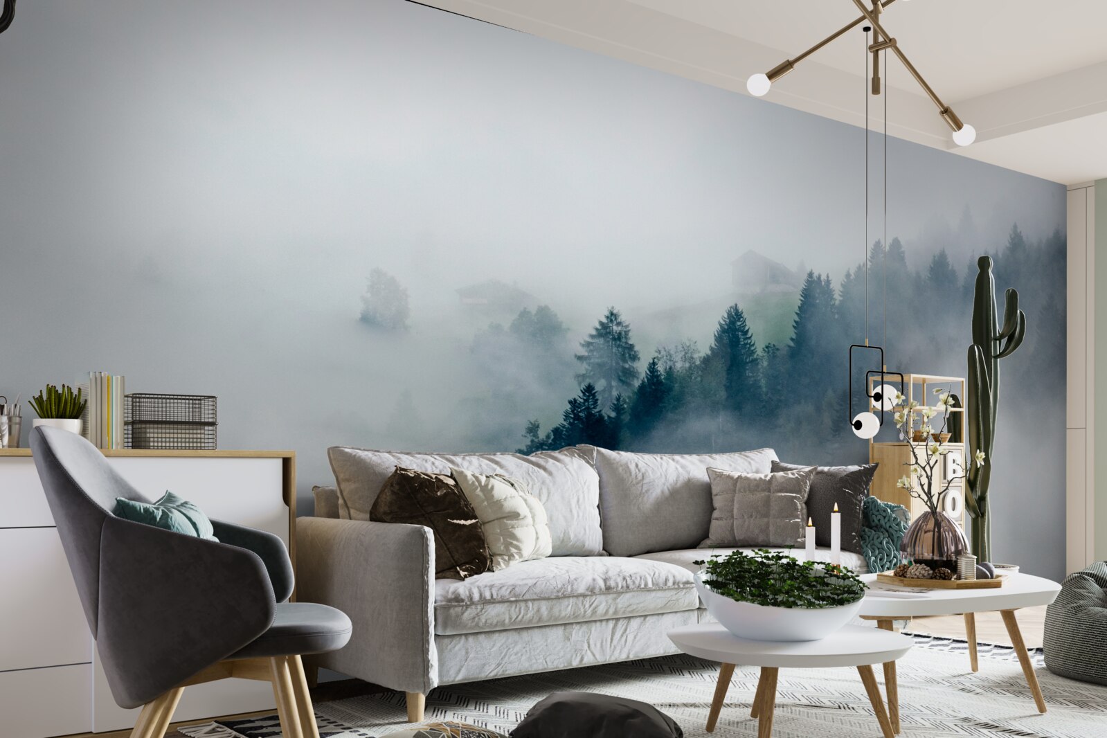 Papier peint la lisière de la forêt est enveloppée de brume