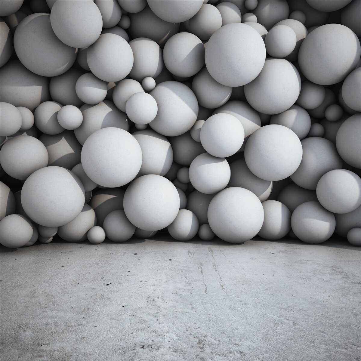 Papier peint une barrière de boules argentées flottant dans l'air