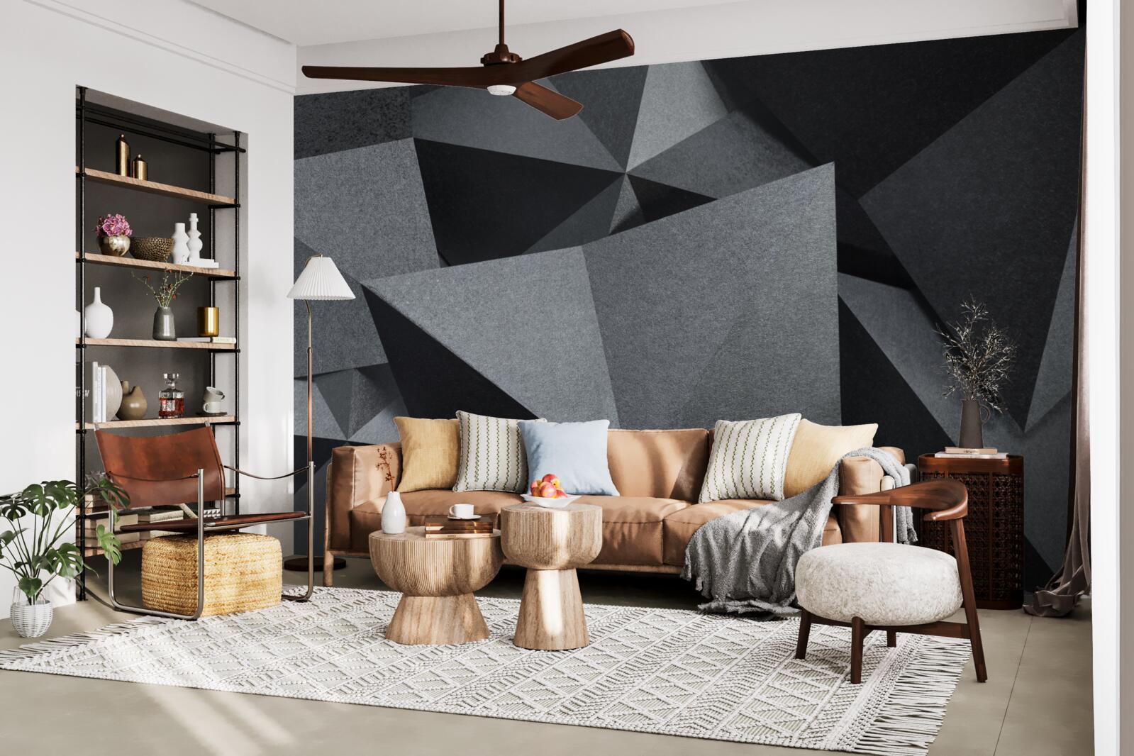 Papier peint figures géométriques sur fond sombre