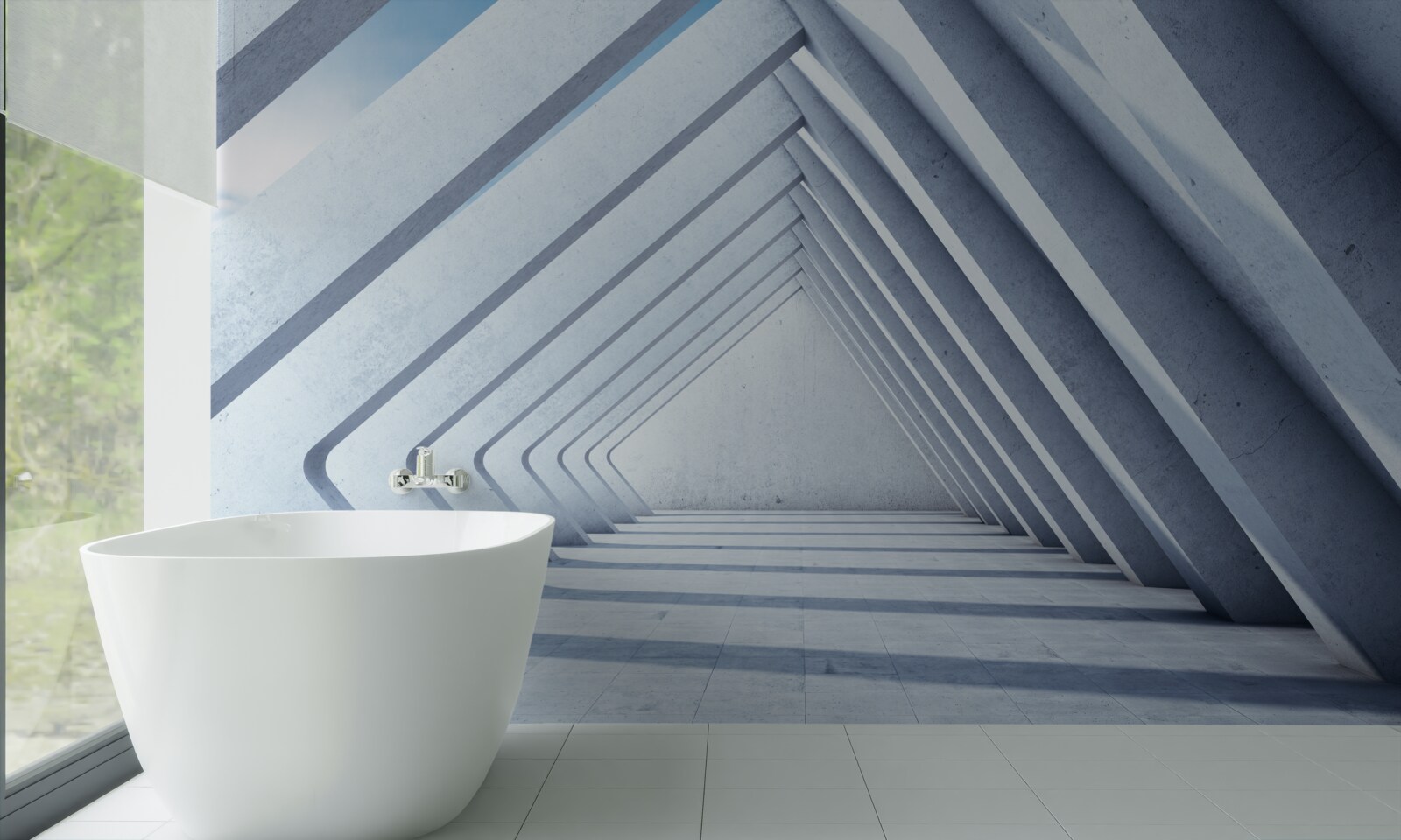 Papier peint un tunnel d'arcs triangulaires s'étendant à l'infini