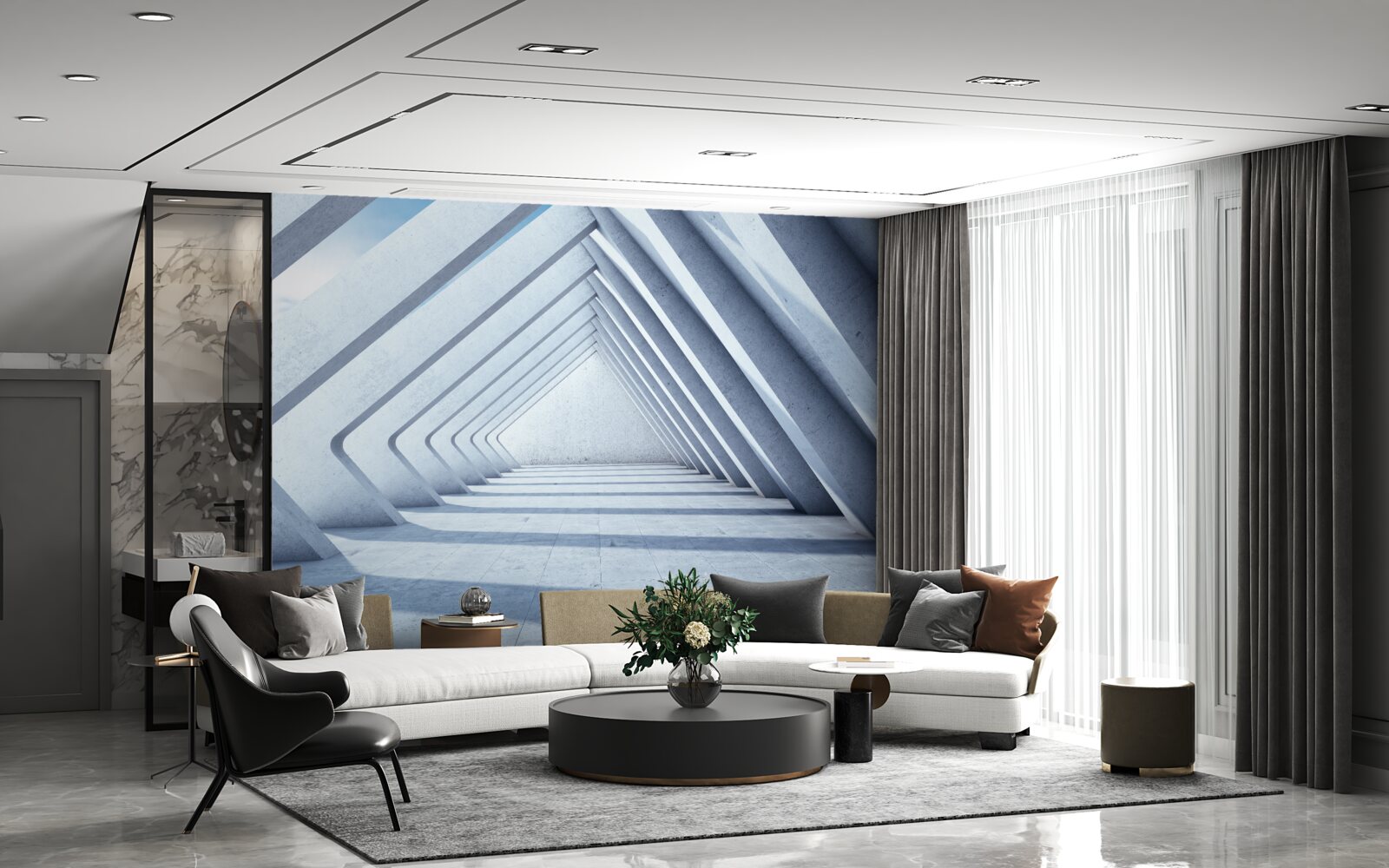 Papier peint un tunnel d'arcs triangulaires s'étendant à l'infini