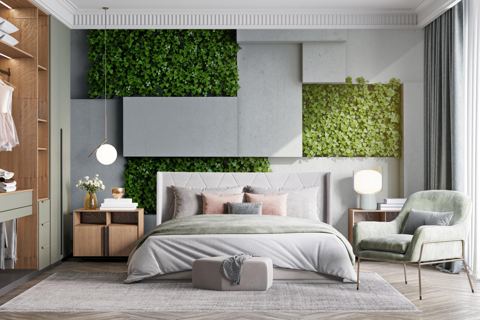 Papier peint décoration murale verte