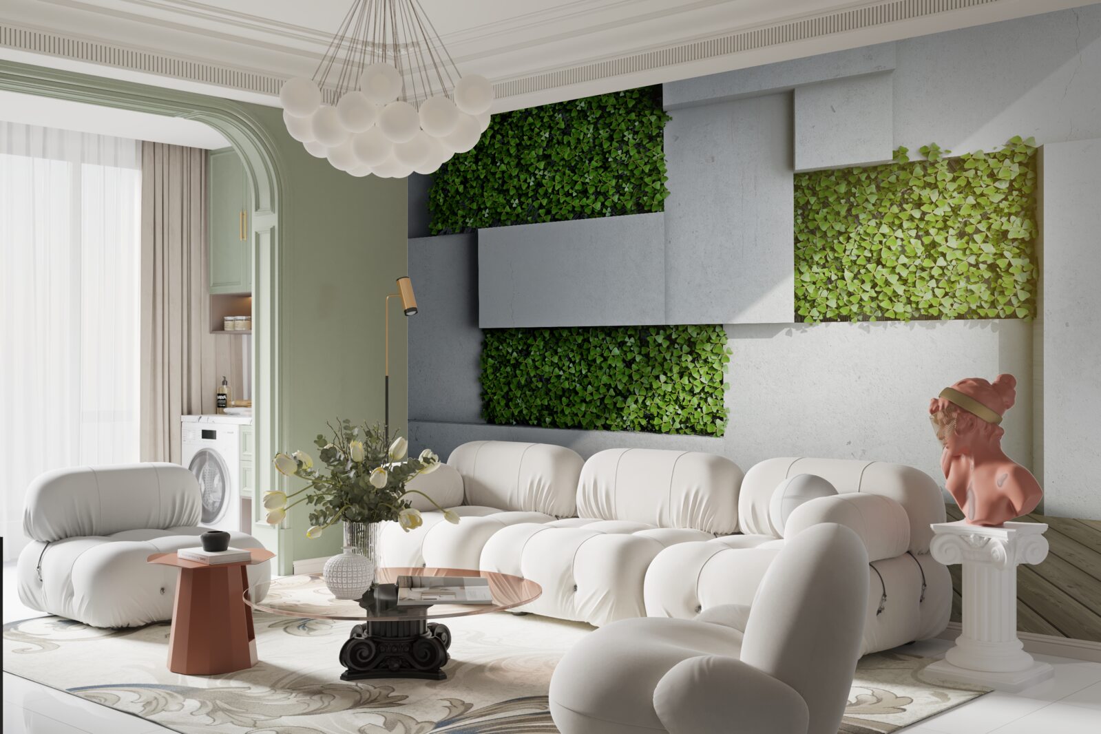 Papier peint décoration murale verte