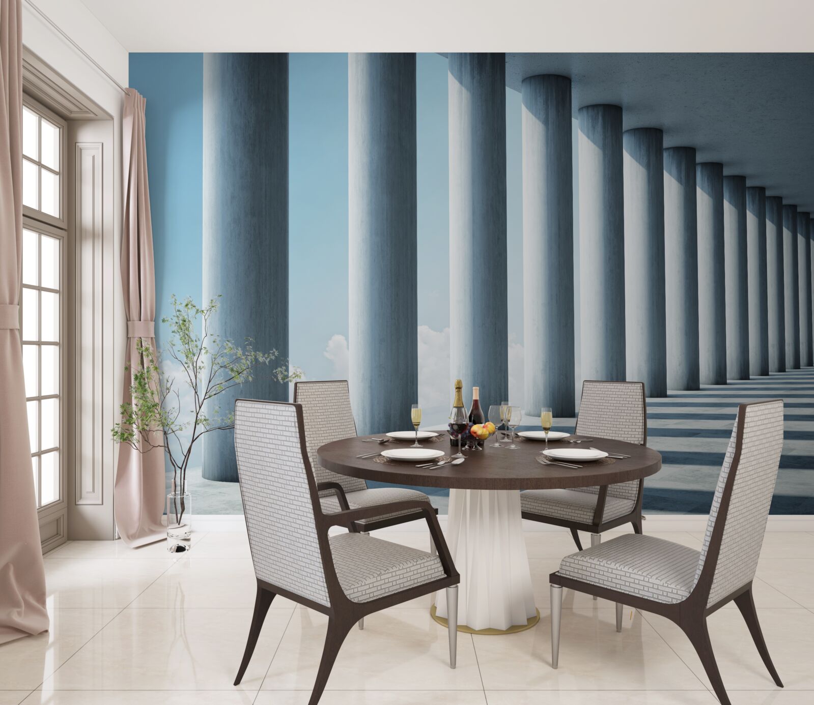 Papier peint colonnade s'étendant à l'infini sur le ciel