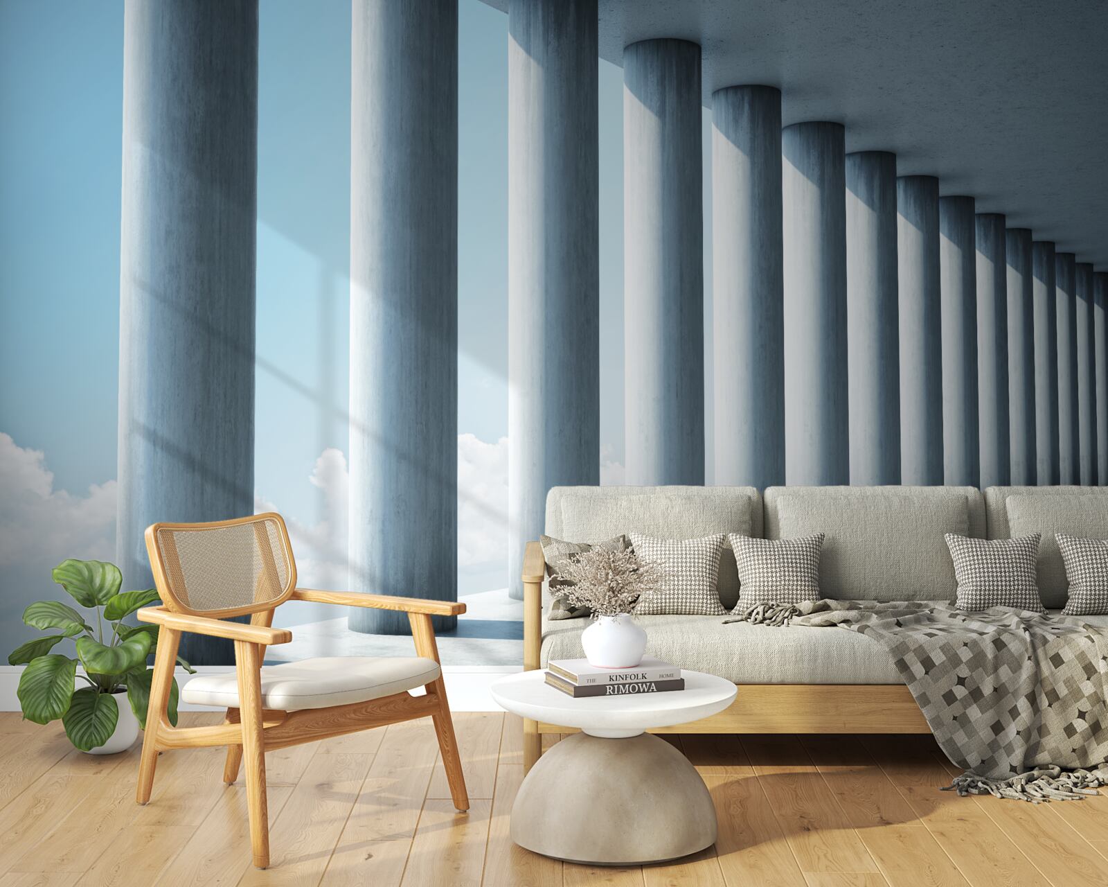 Papier peint colonnade s'étendant à l'infini sur le ciel