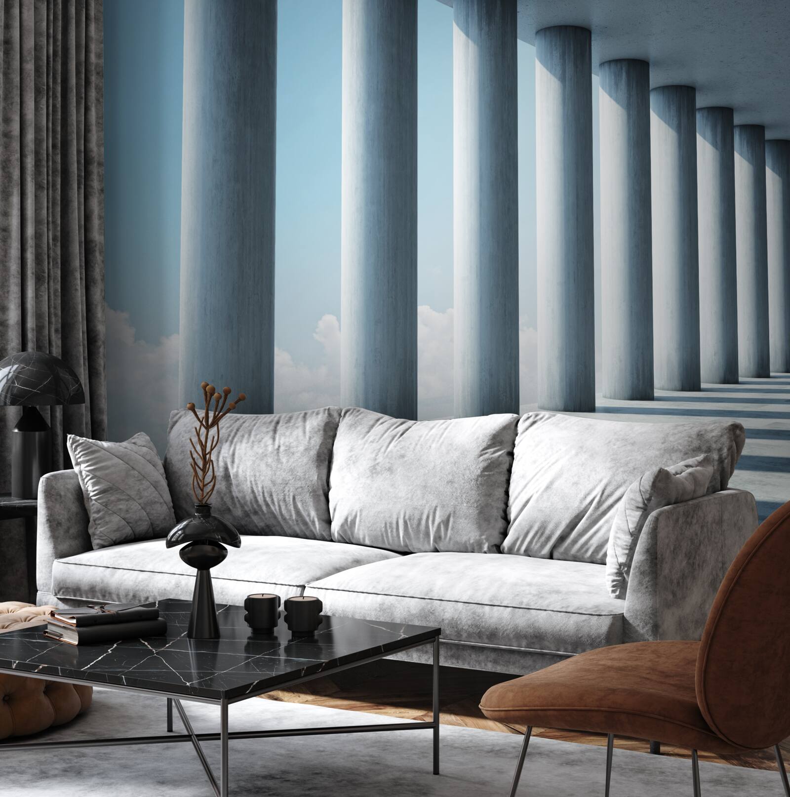 Papier peint colonnade s'étendant à l'infini sur le ciel