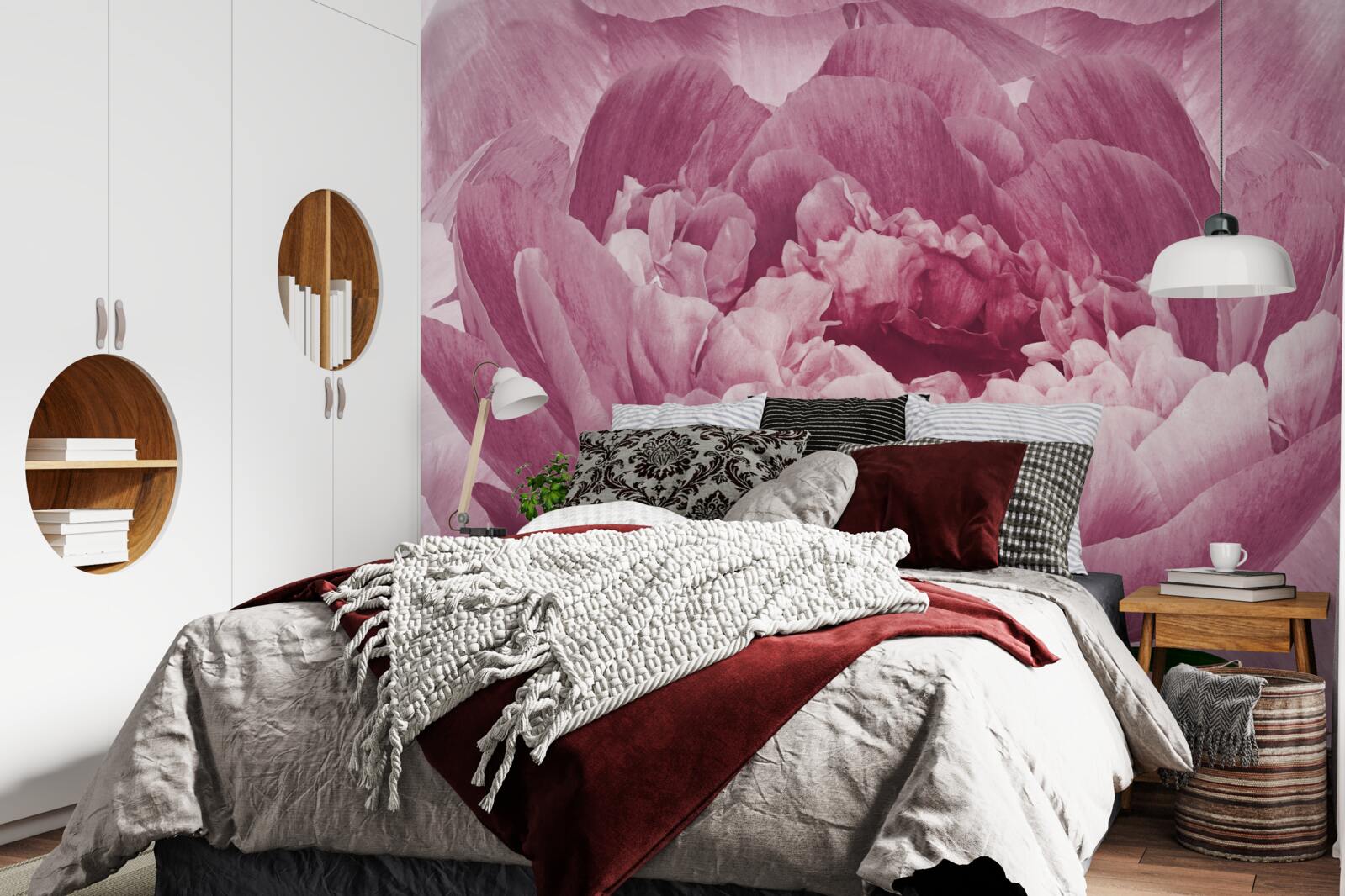 Papier peint abondante fleur d'aster rose