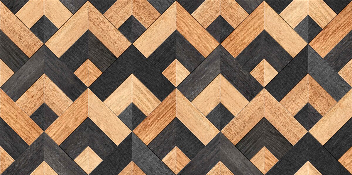 Papier peint entrelacs de bois clair et foncé