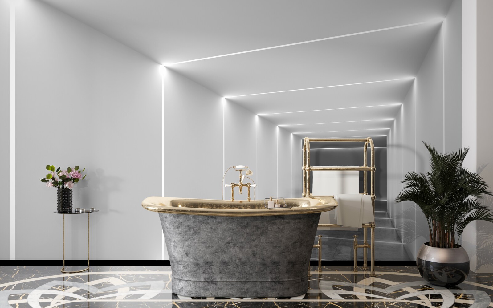 Papier peint passage éclairé par une lumière blanche