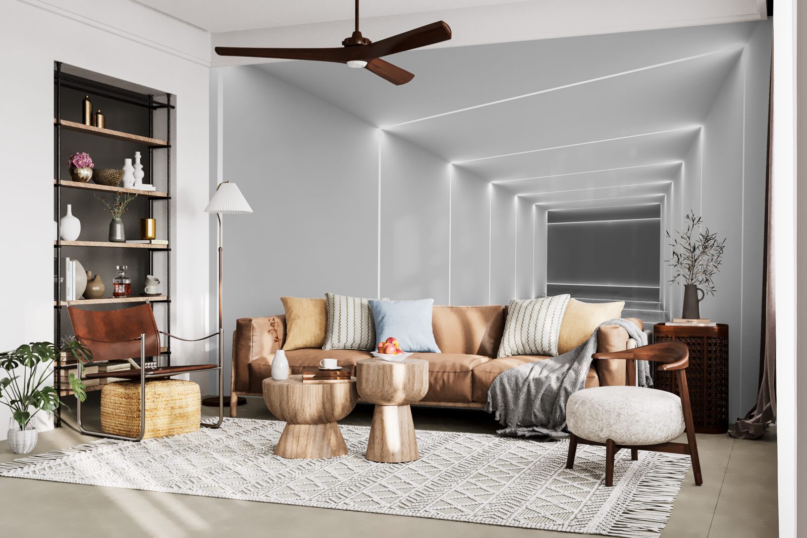 Papier peint passage éclairé par une lumière blanche