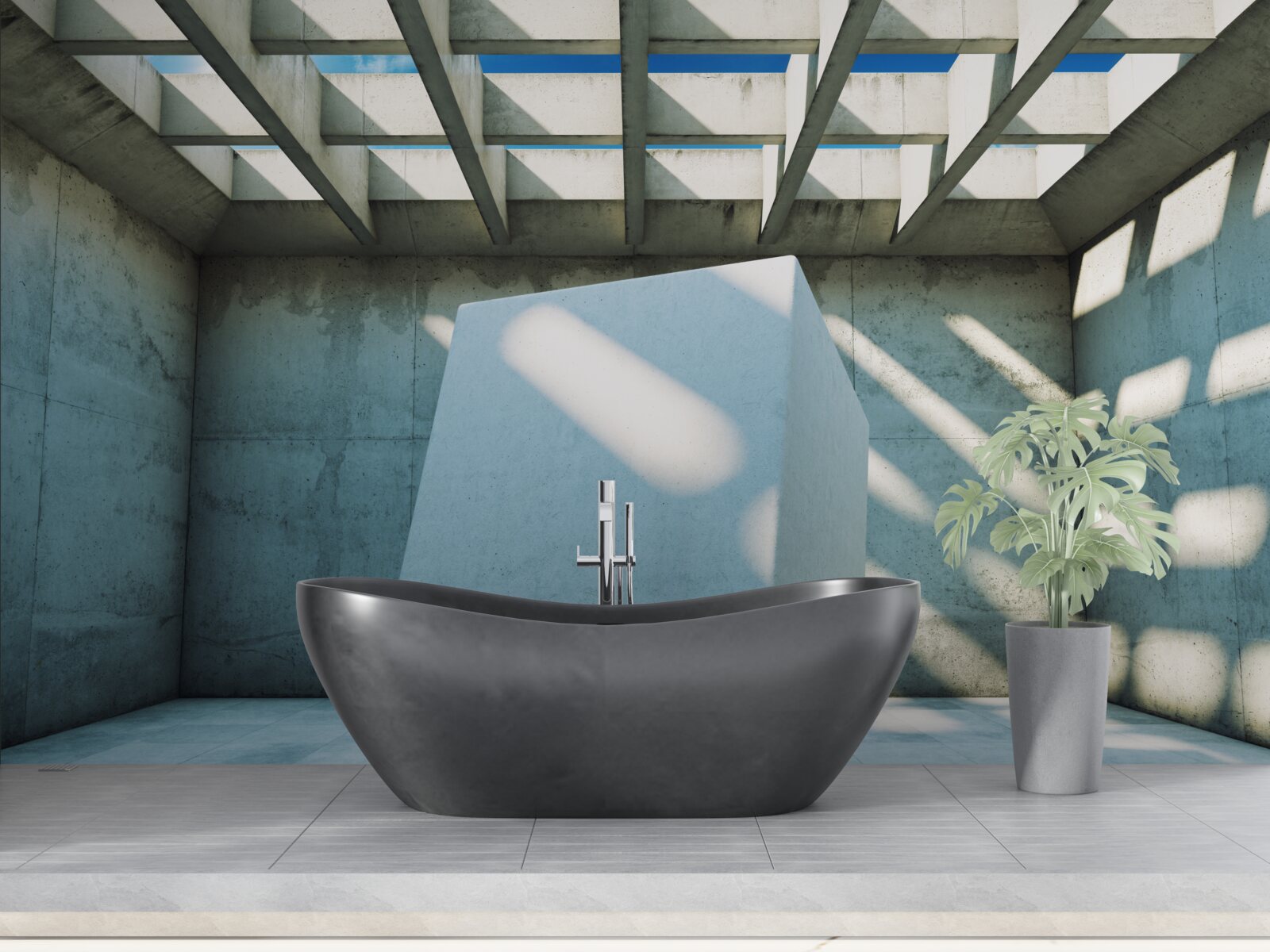 Papier peint Cube 3D flottant dans une pièce éclairée