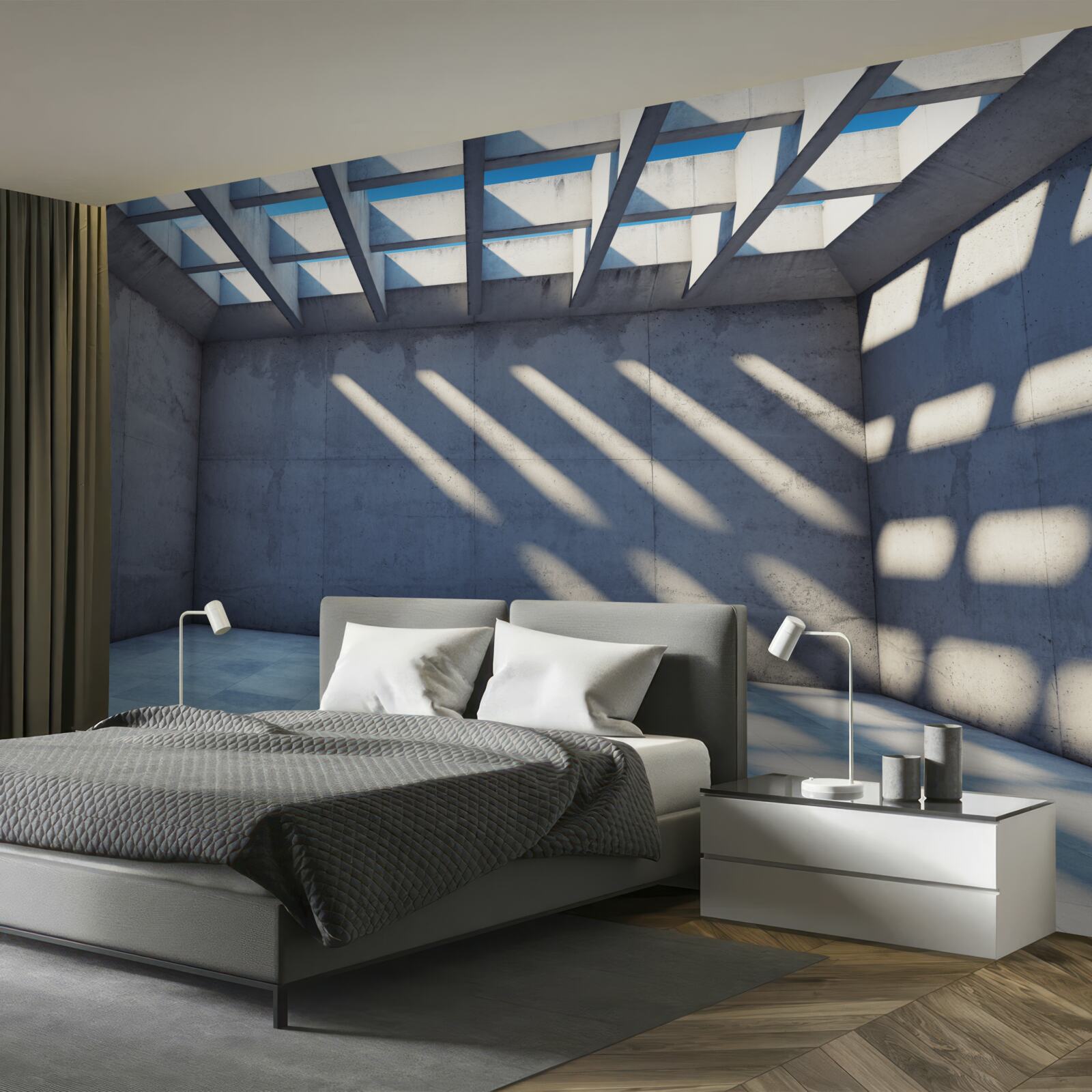 Papier peint plafond à grille avec motif carré et transparence