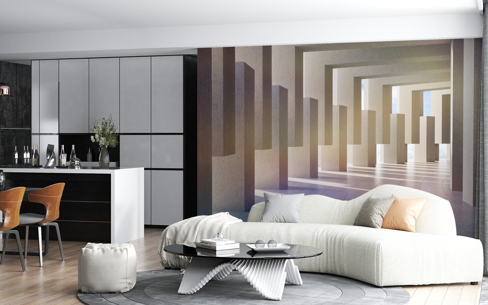 Papier peint un tunnel dont les arches s'étendent à l'infini