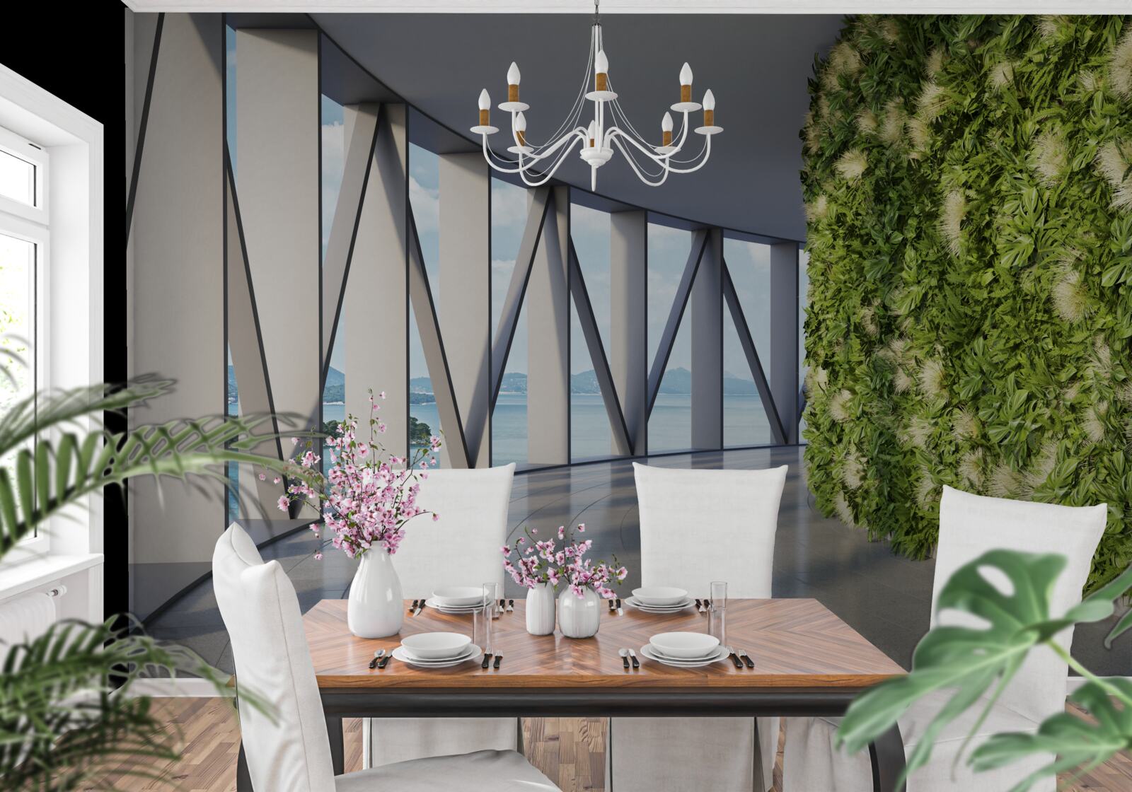 Papier peint couloir rotatif vert clair