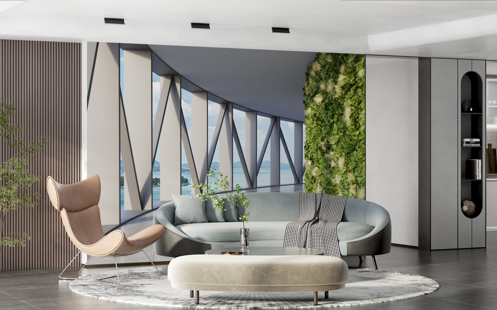 Papier peint couloir rotatif vert clair