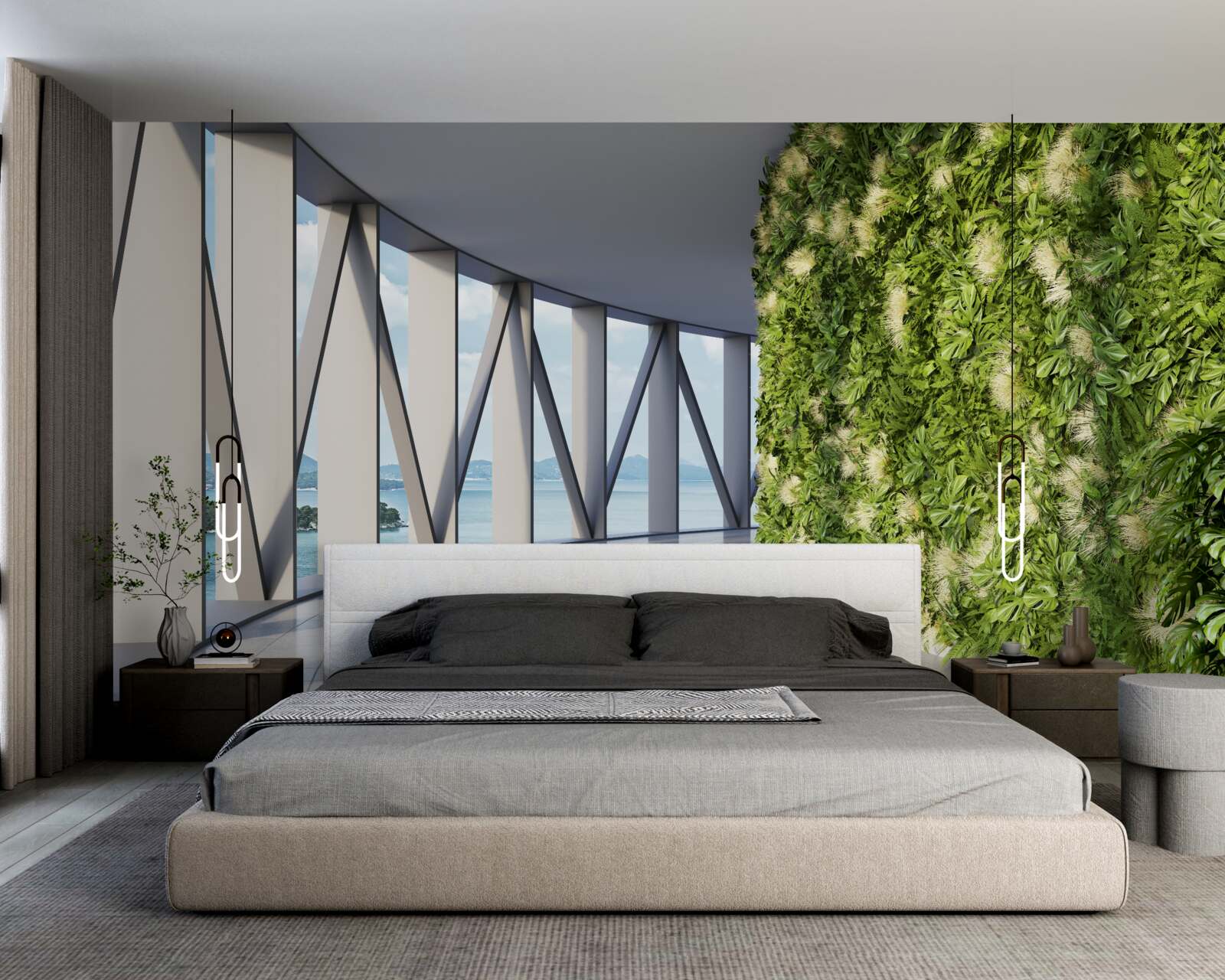 Papier peint couloir rotatif vert clair