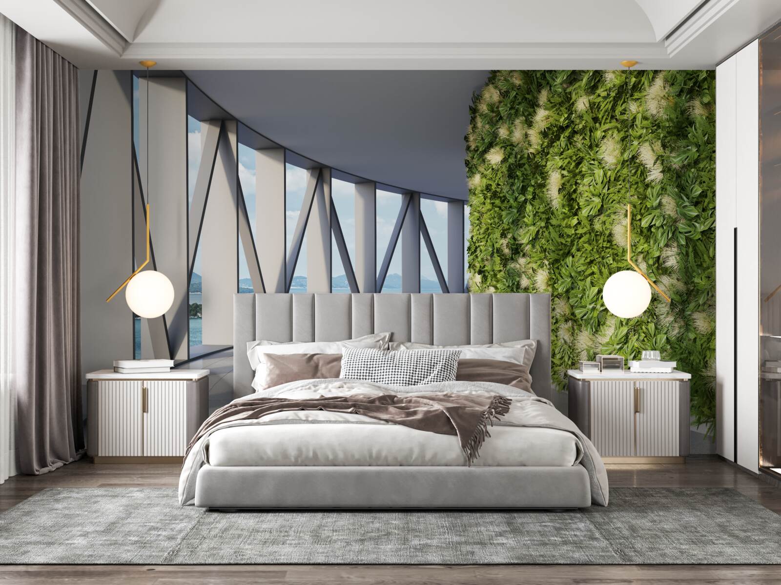 Papier peint couloir rotatif vert clair