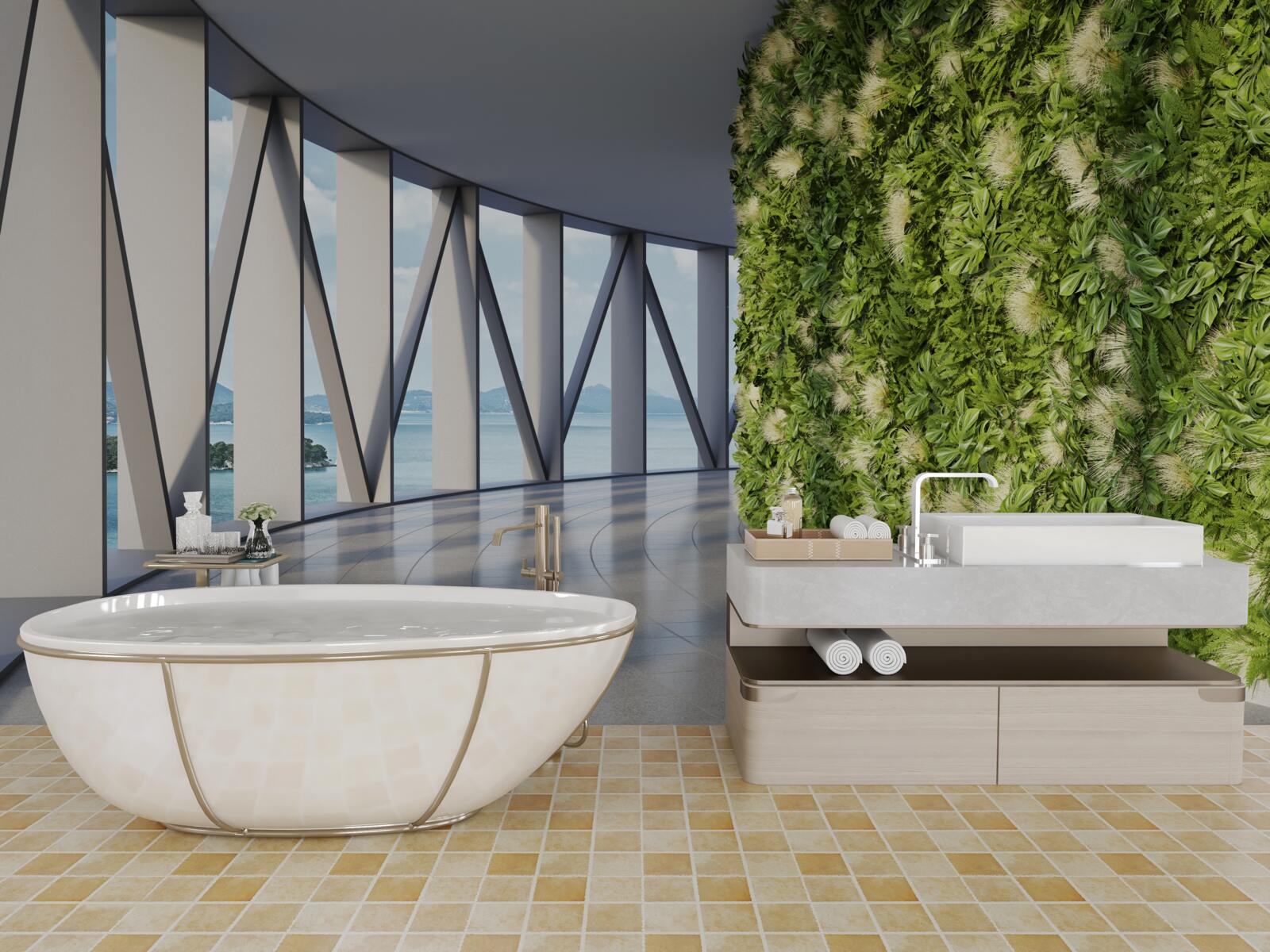 Papier peint couloir rotatif vert clair