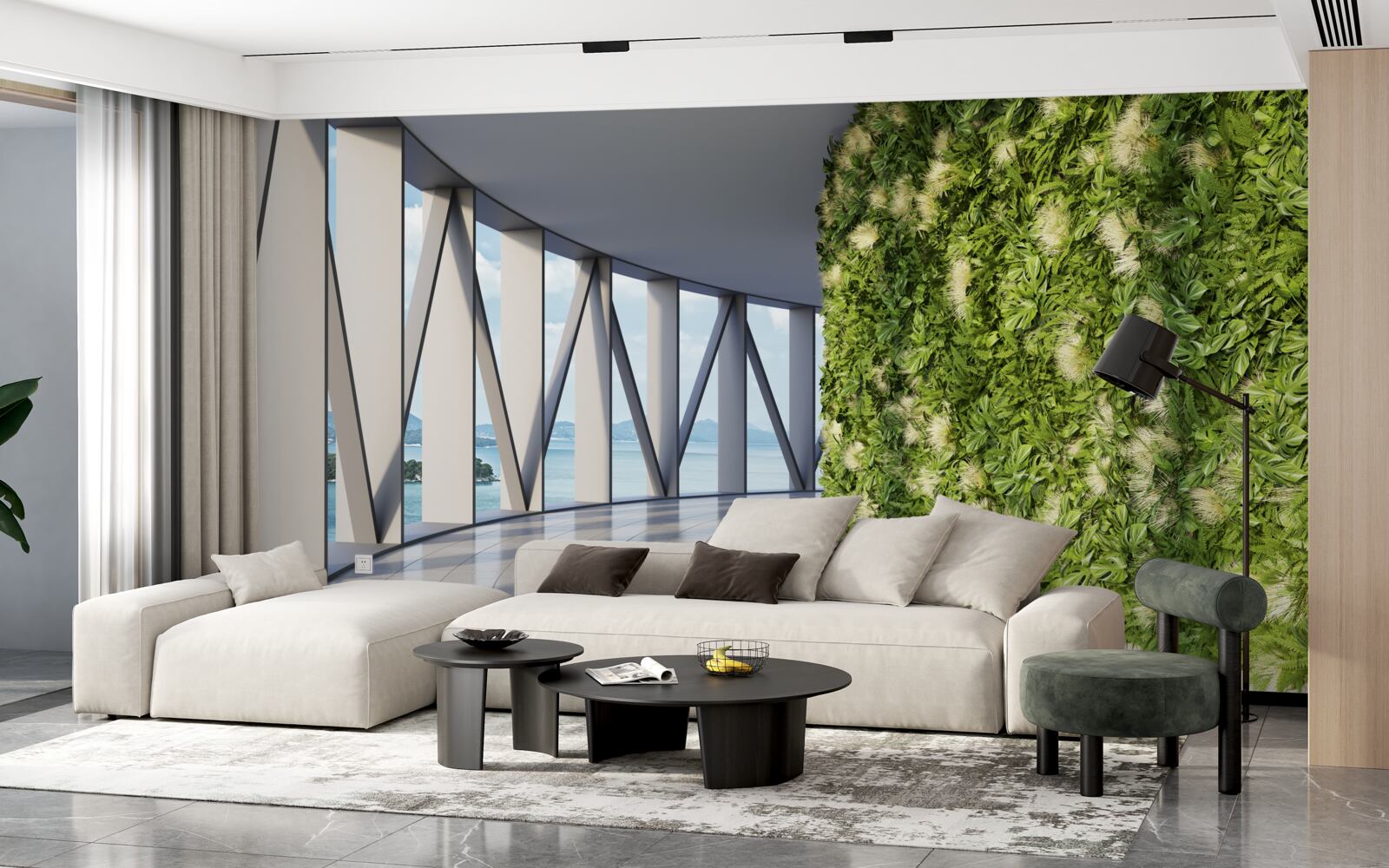 Papier peint couloir rotatif vert clair