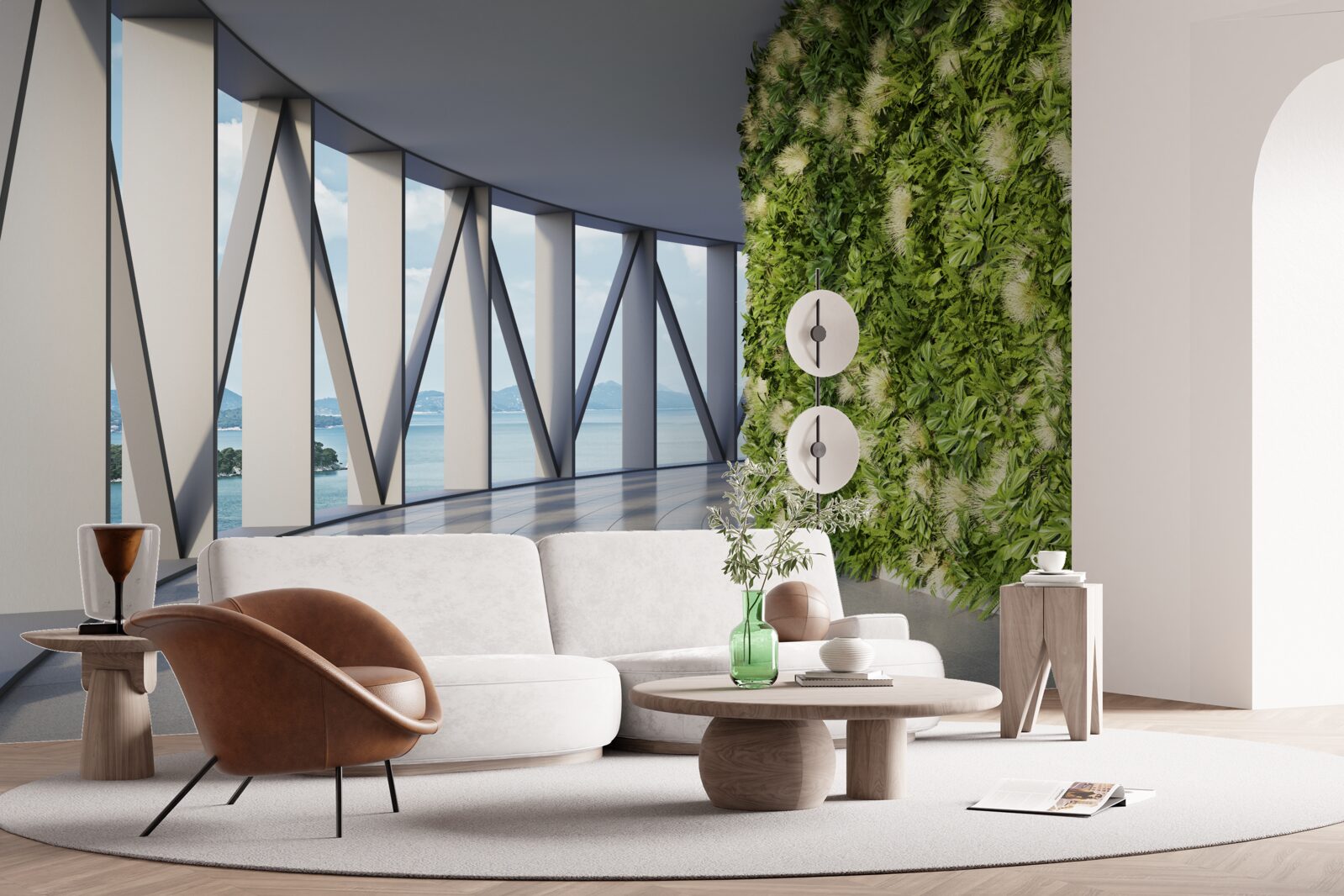 Papier peint couloir rotatif vert clair