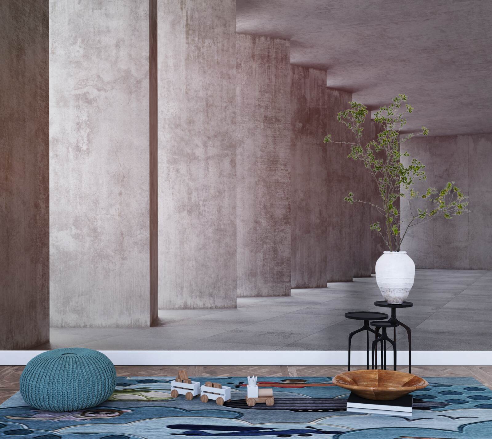 Papier peint colonnade légère sans courbes