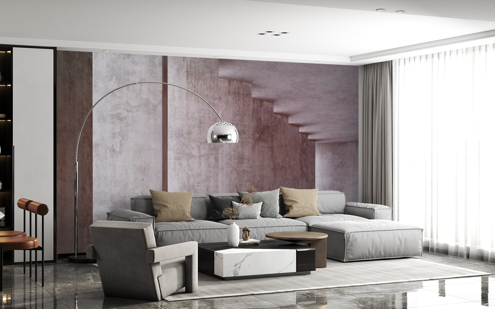 Papier peint colonnade légère sans courbes