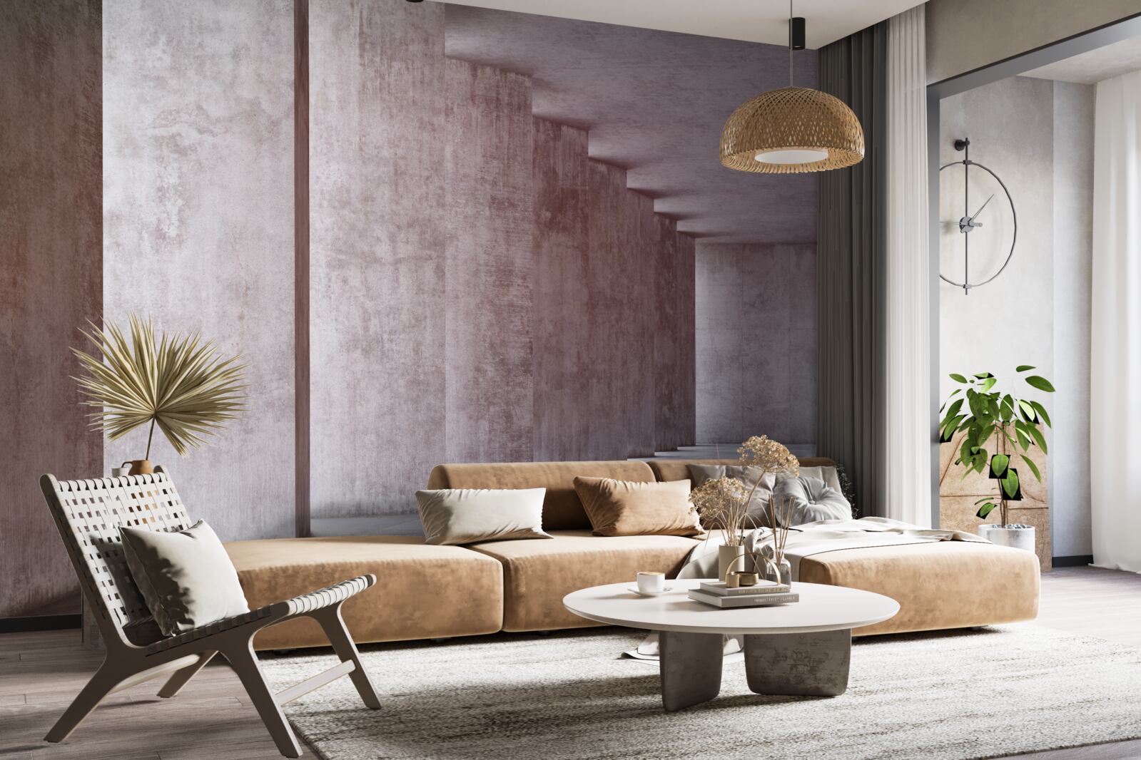 Papier peint colonnade légère sans courbes