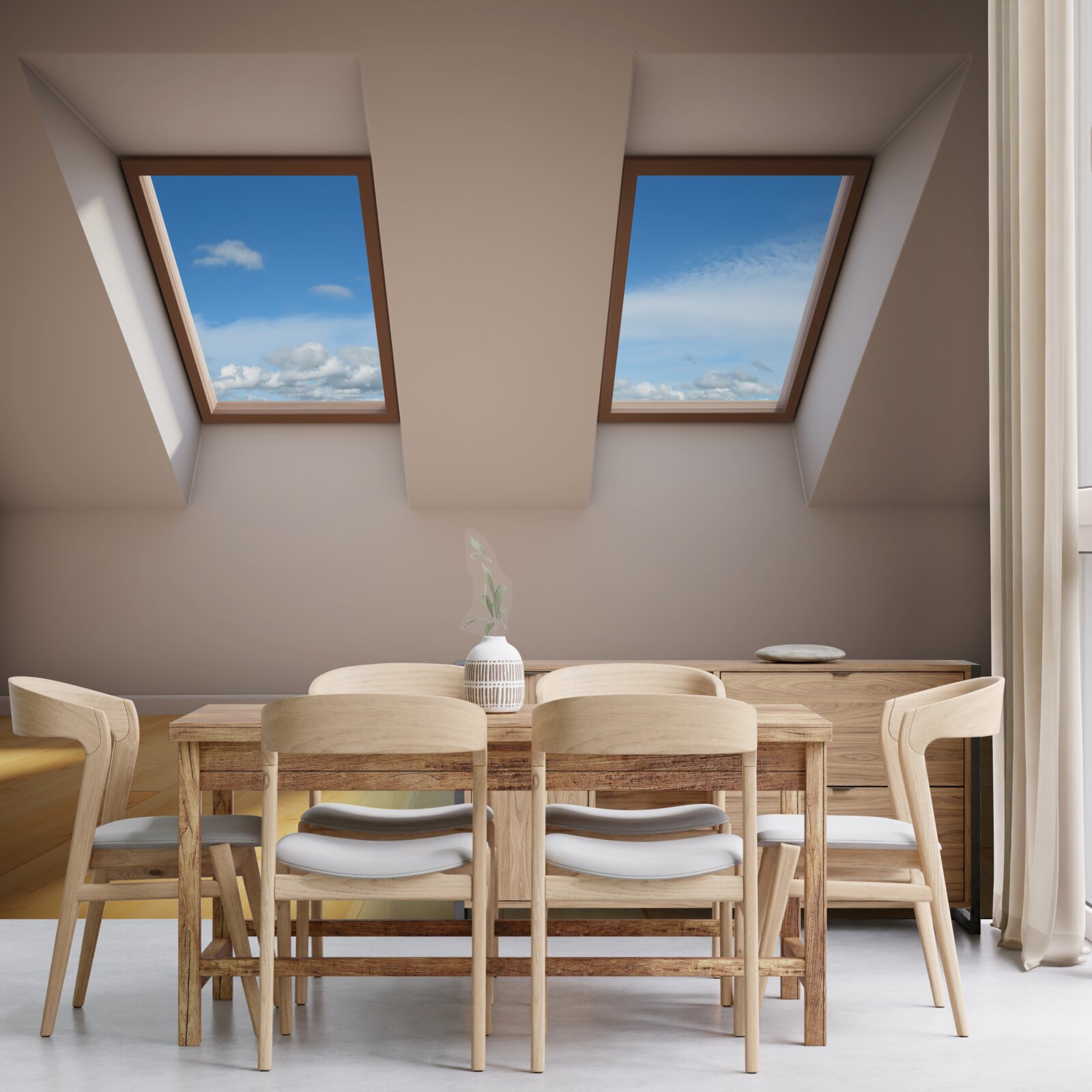 Papier peint le niveau supérieur avec vue sur le ciel