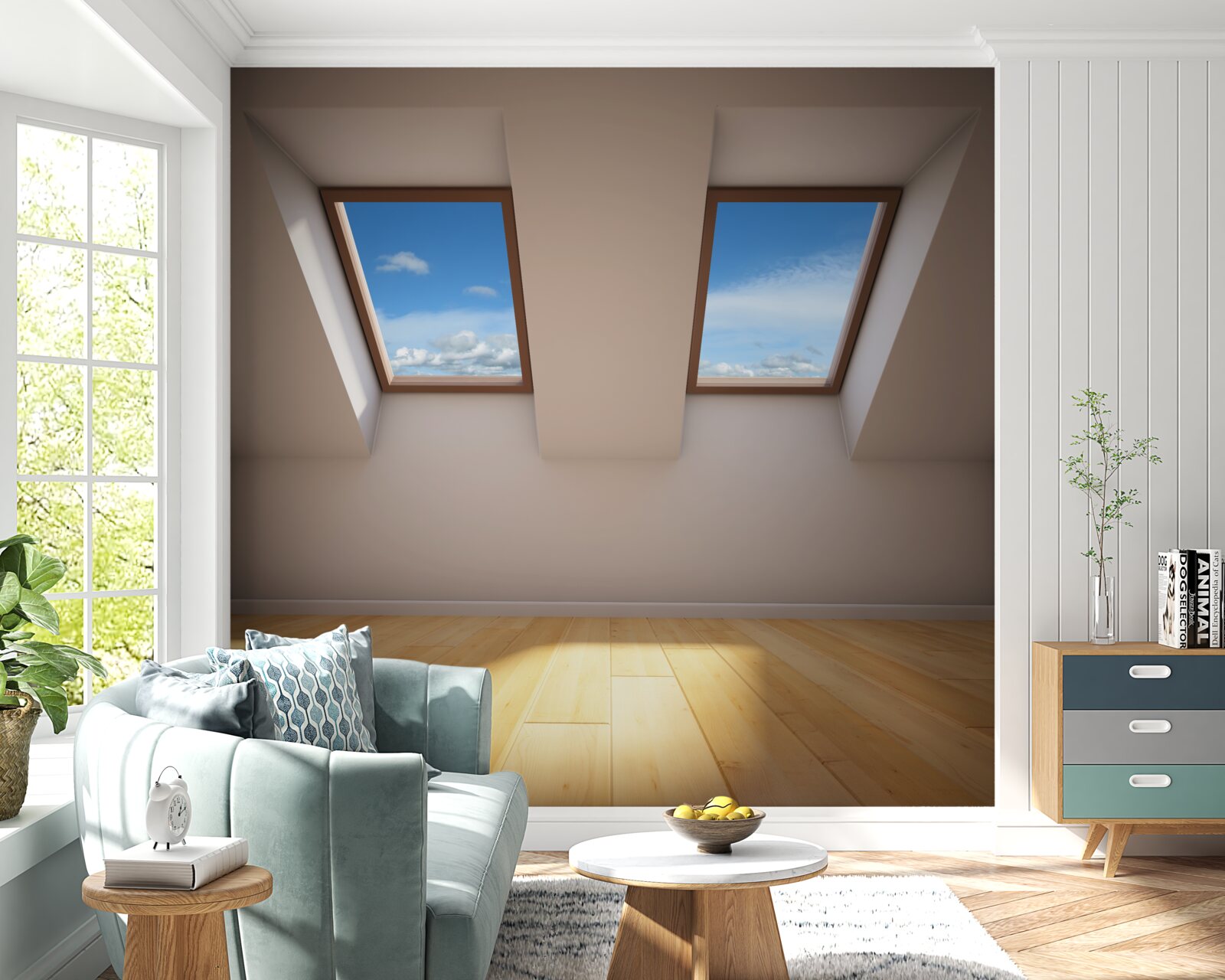 Papier peint le niveau supérieur avec vue sur le ciel