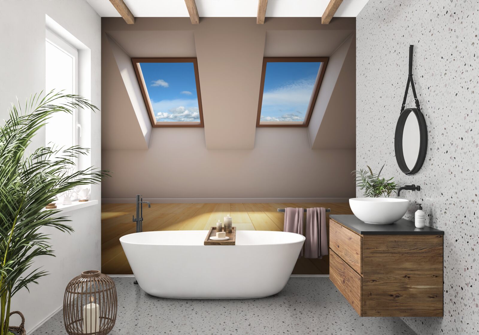 Papier peint le niveau supérieur avec vue sur le ciel