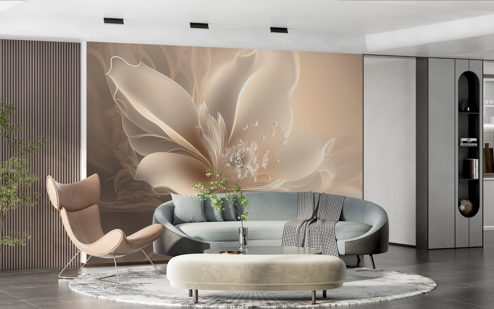 Papier peint élégante fleur blanche