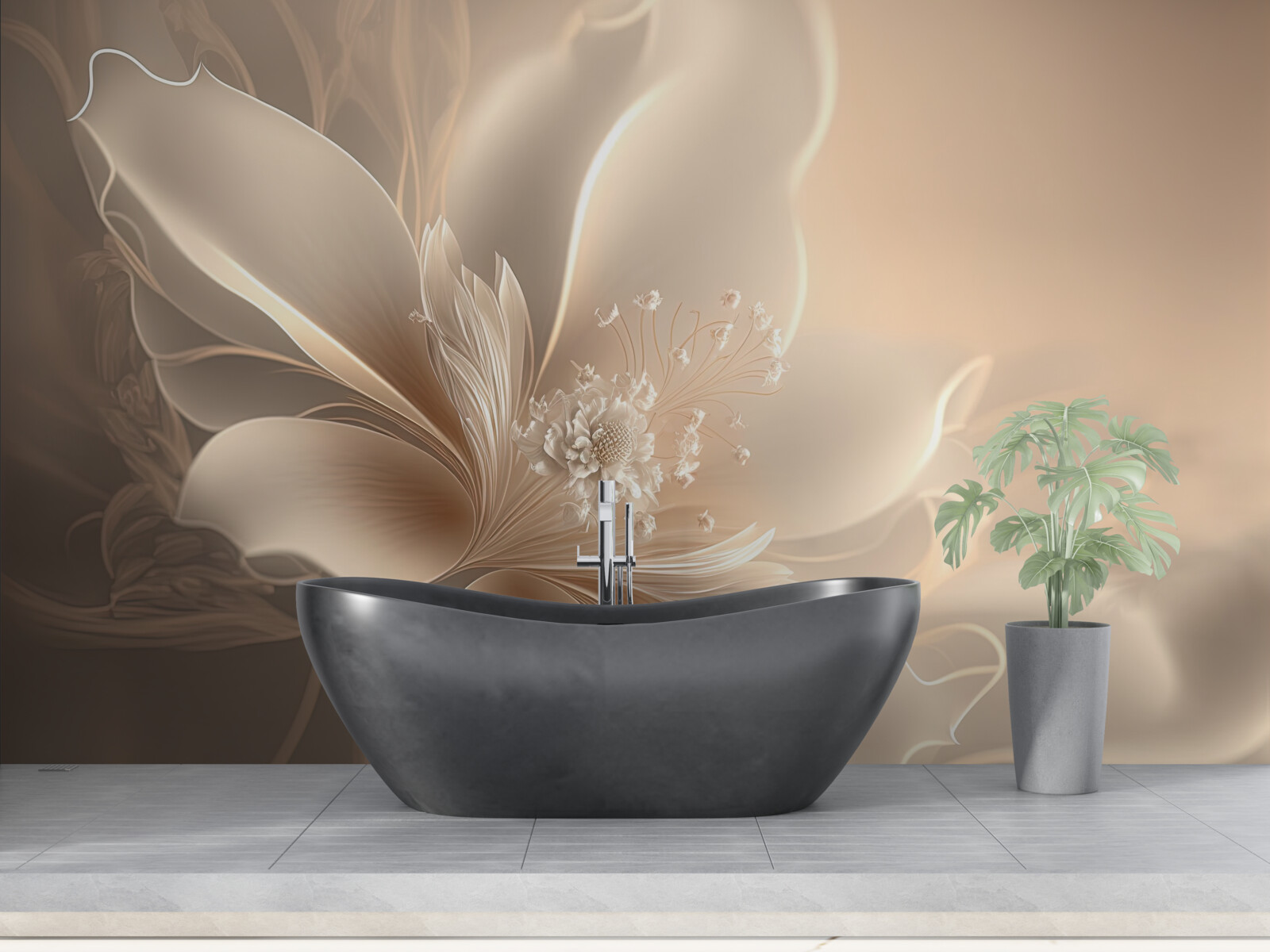 Papier peint élégante fleur blanche