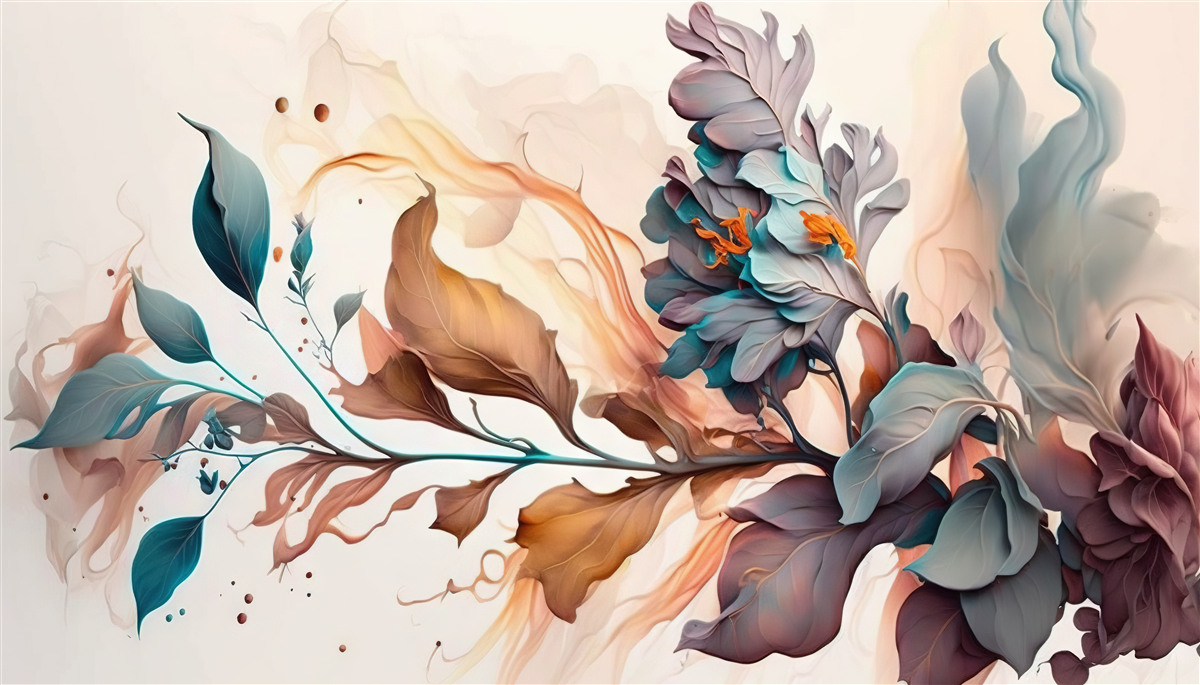 Papier peint branche d'automne colorée de feuilles