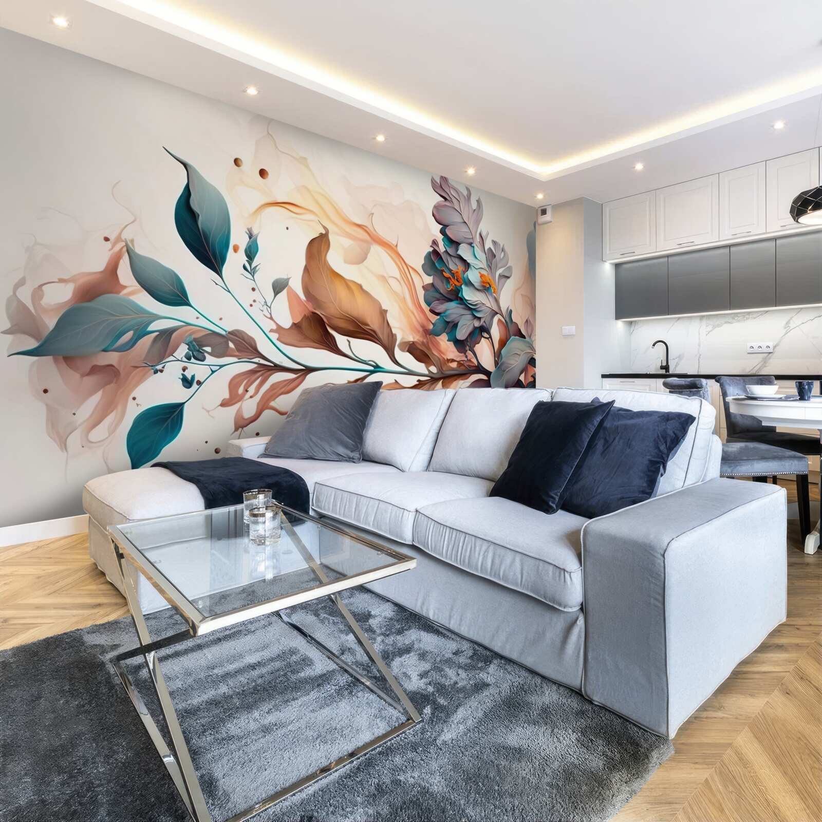 Papier peint branche d'automne colorée de feuilles