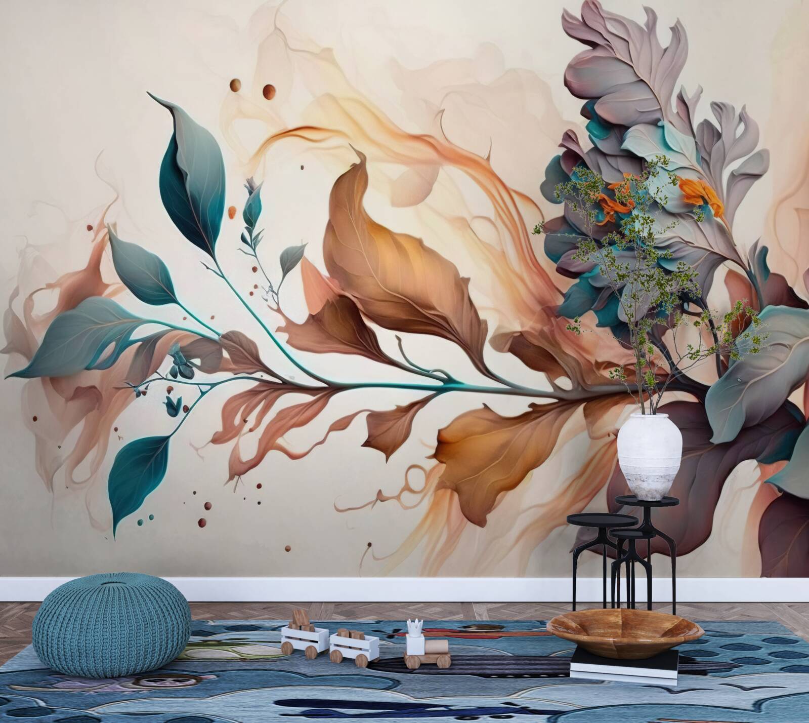 Papier peint branche d'automne colorée de feuilles