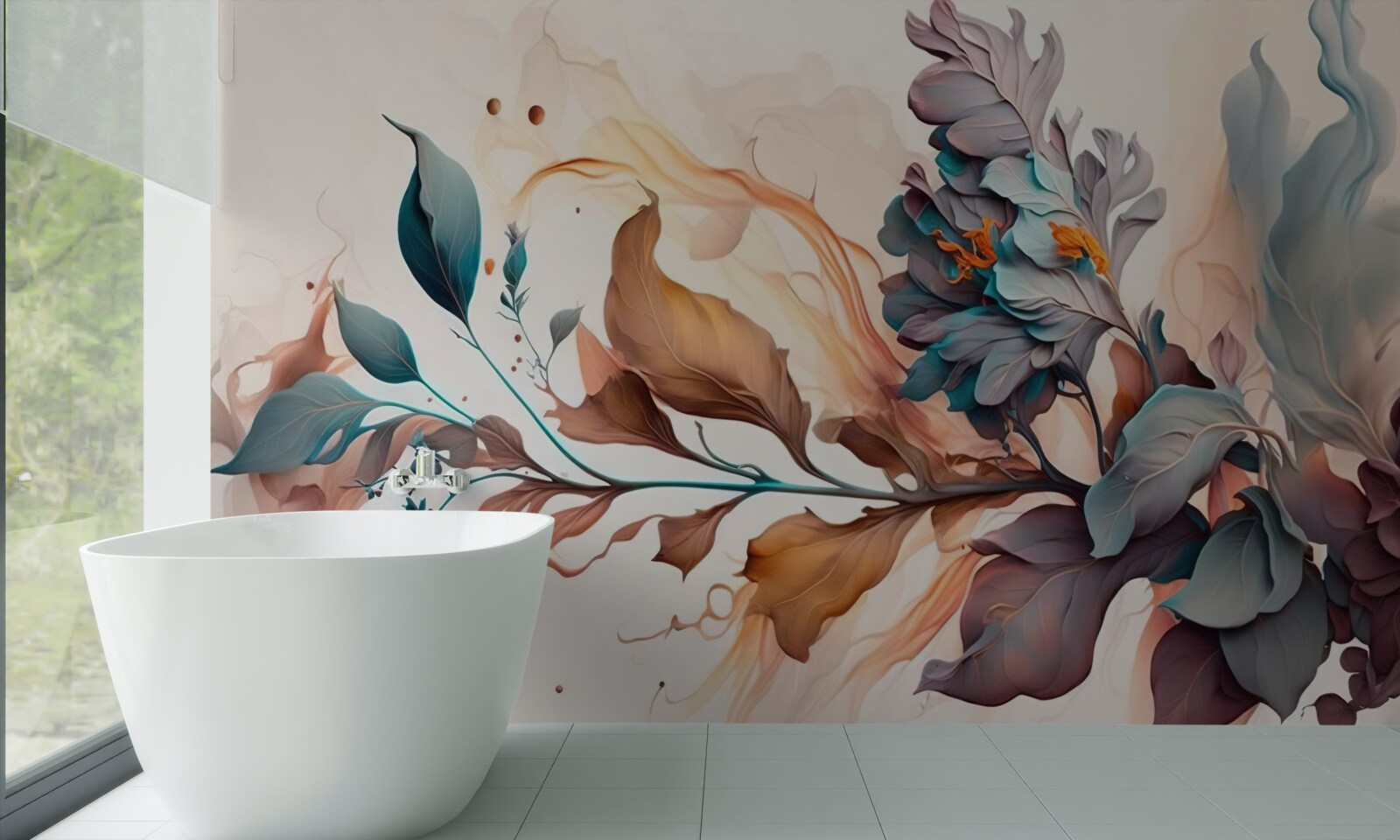 Papier peint branche d'automne colorée de feuilles