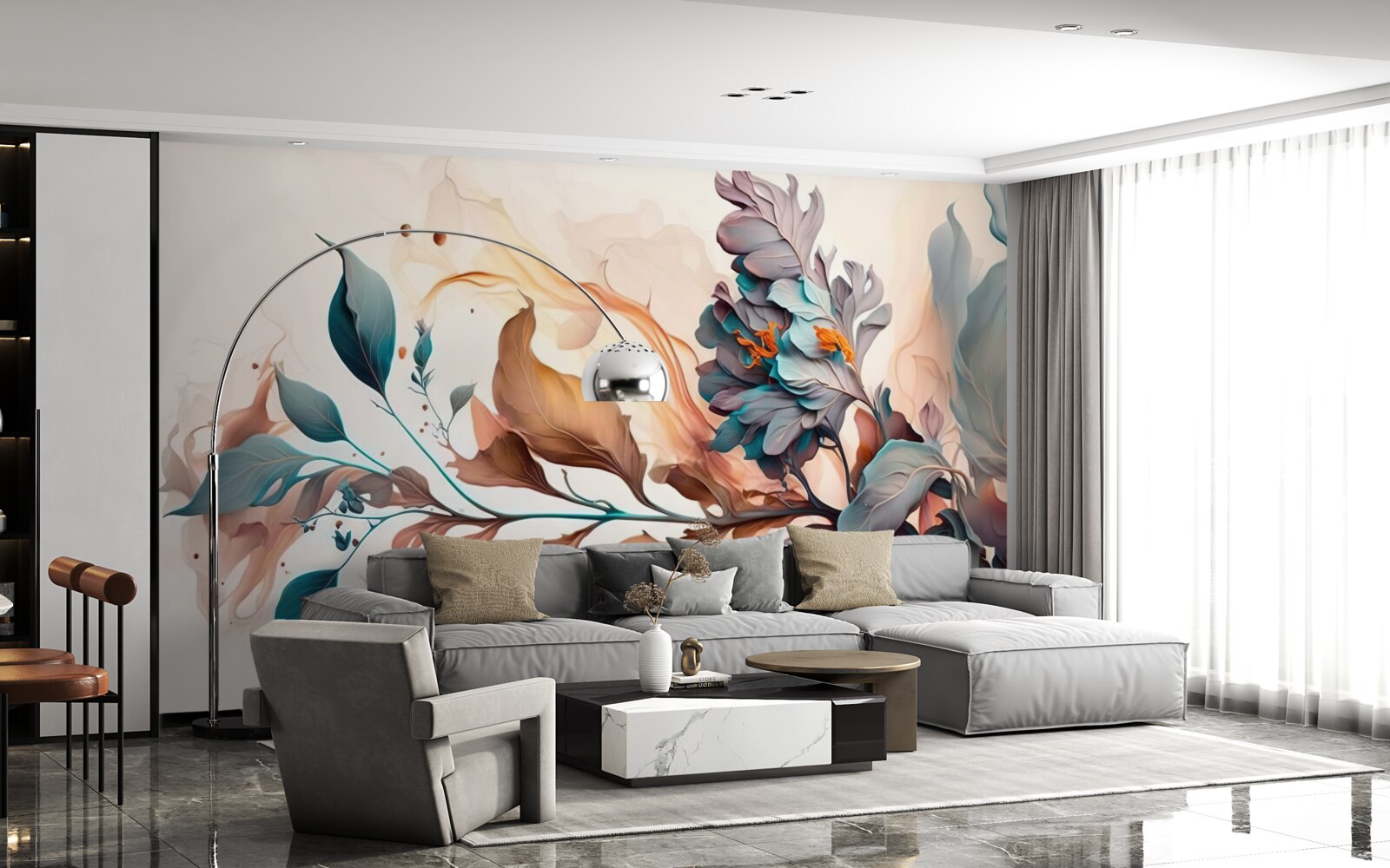 Papier peint branche d'automne colorée de feuilles