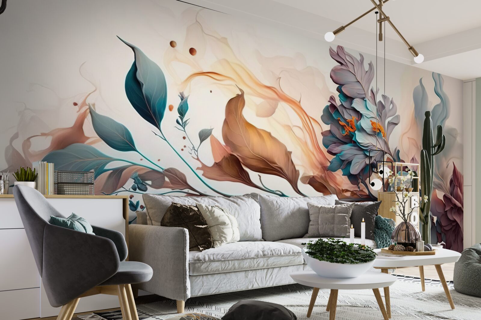 Papier peint branche d'automne colorée de feuilles