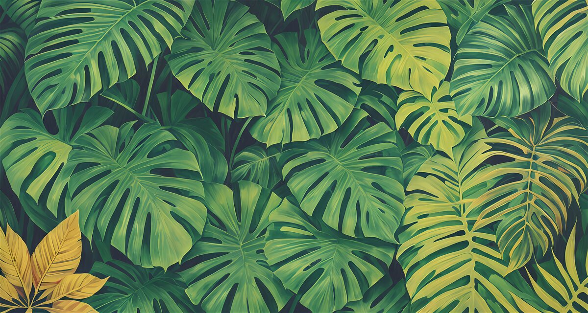Papier peint les monstera ont un feuillage tropical luxuriant