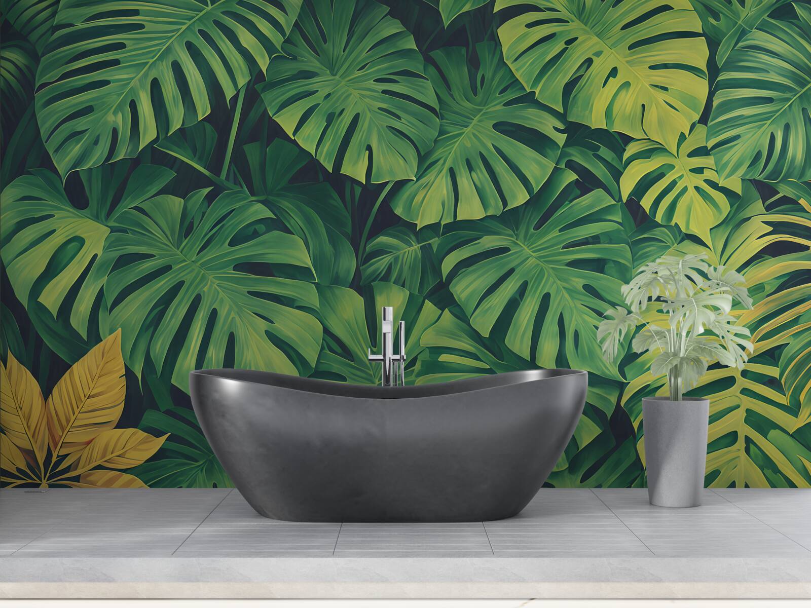 Papier peint les monstera ont un feuillage tropical luxuriant