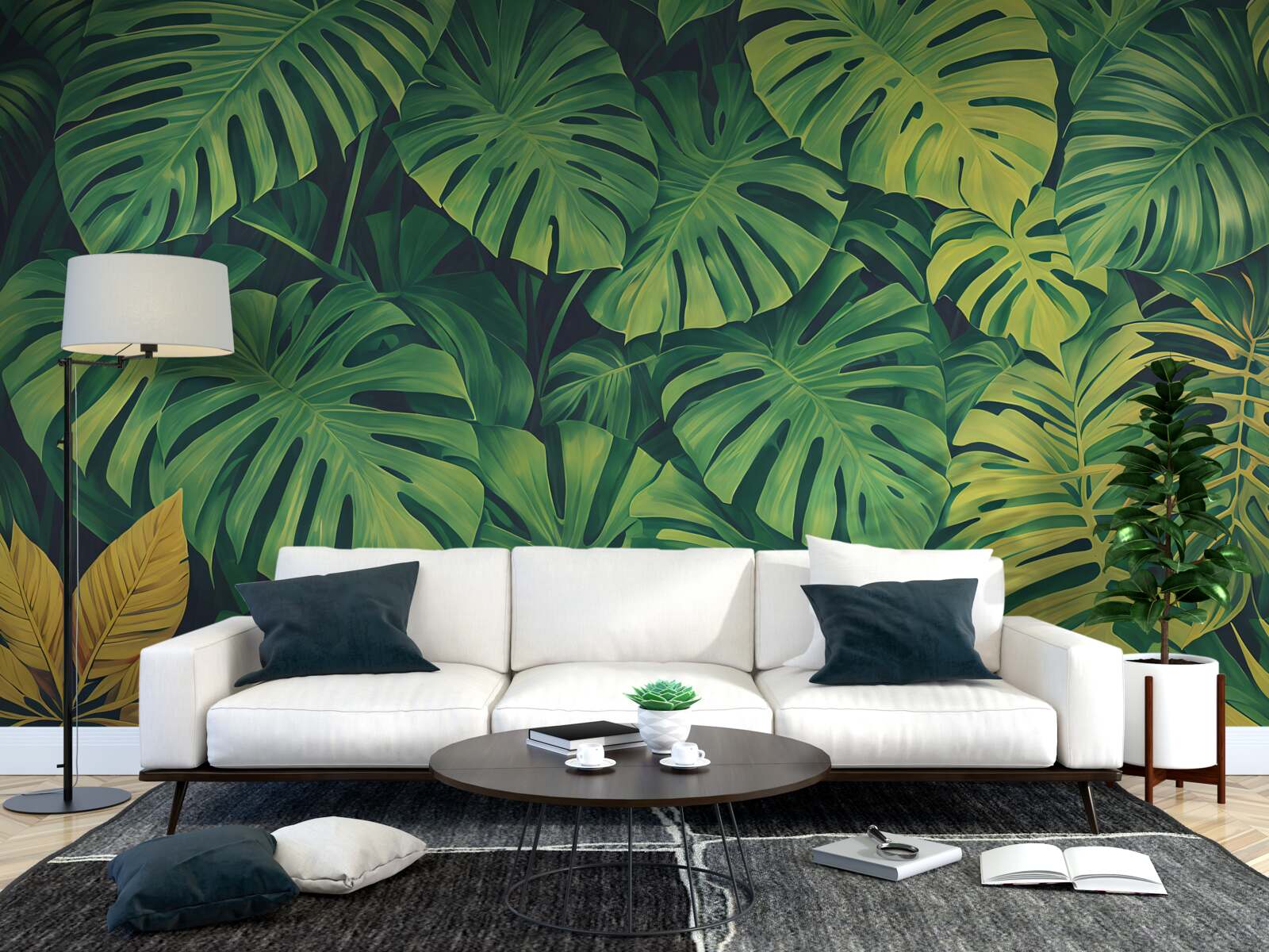 Papier peint les monstera ont un feuillage tropical luxuriant