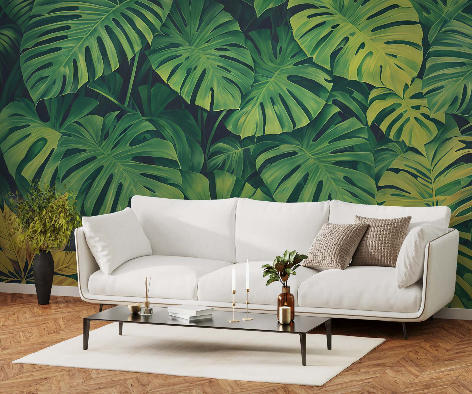 Papier peint les monstera ont un feuillage tropical luxuriant
