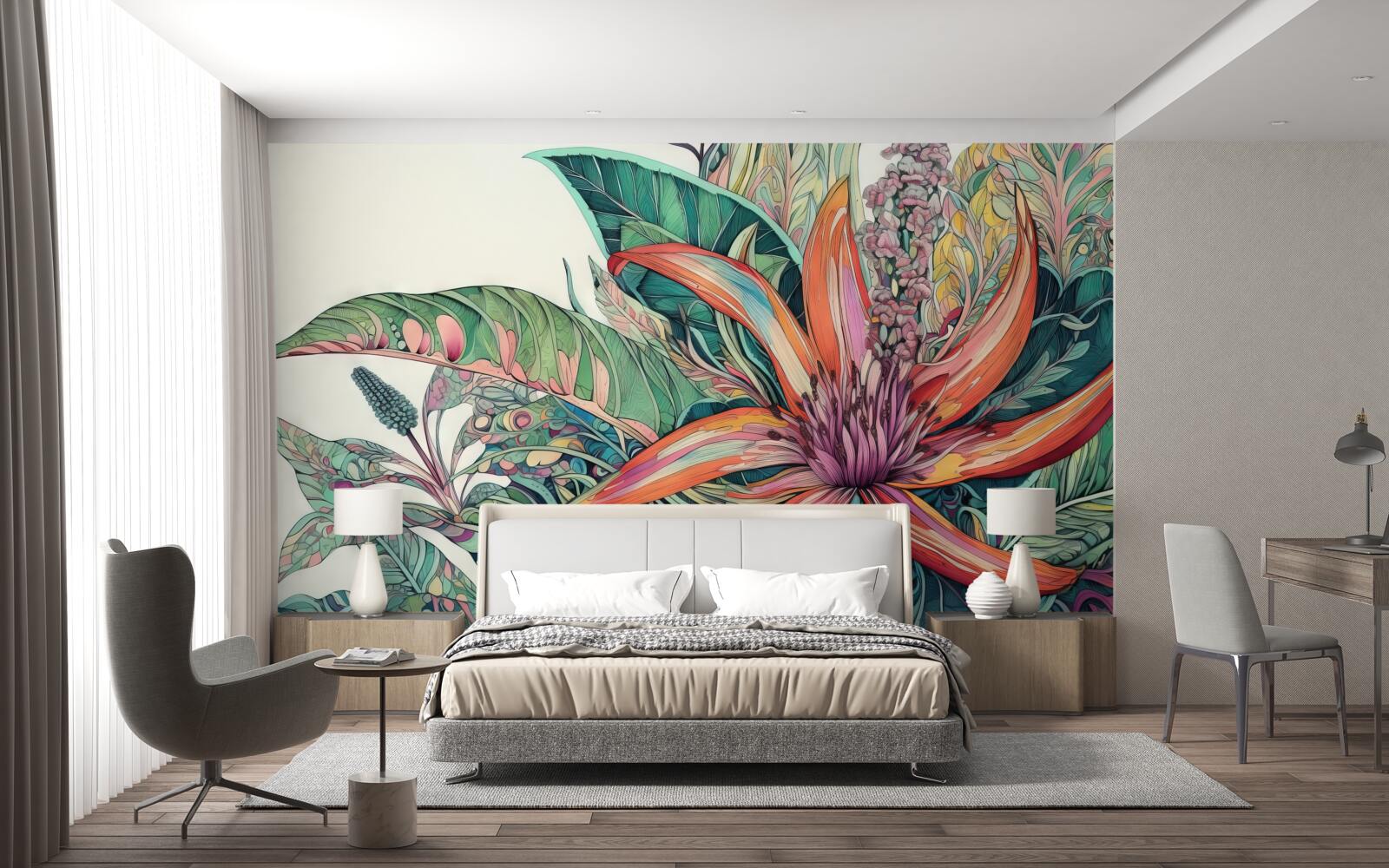 Papier peint bourgeon ouvert d'une plante agressive